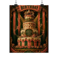 Birthday Cake Trapeze Wall Art Poster 24×36 Baroque Studio Decor Maximalist Print