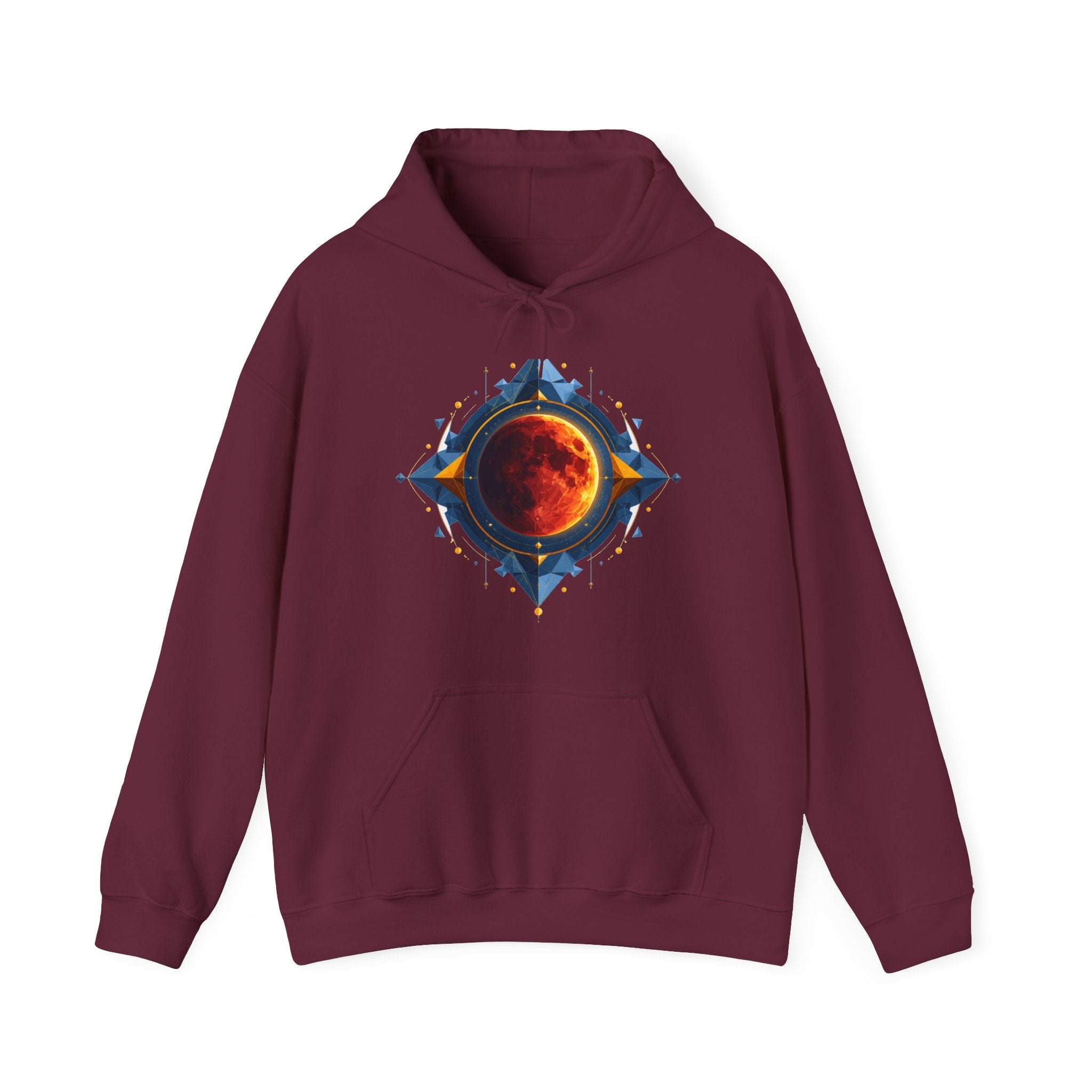 Matching Couple Sweatshirt - Solar & Lunar Eclipse Matching Couple Hooded Sweatshirt Geometric Art His Hers Couple Gift - Design B