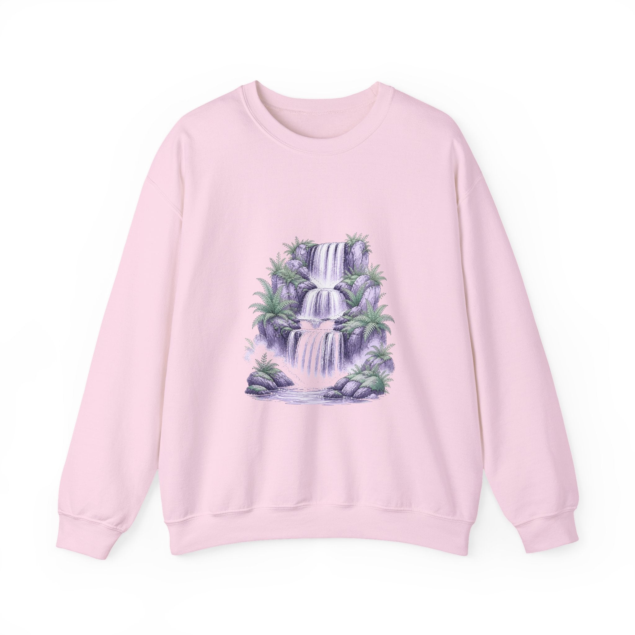 Matching Couple Sweatshirt - Wildfire & Waterfall Matching Couple Crewneck Sweatshirt Hand-Drawn Art His Hers Best Friend Gift - Design B