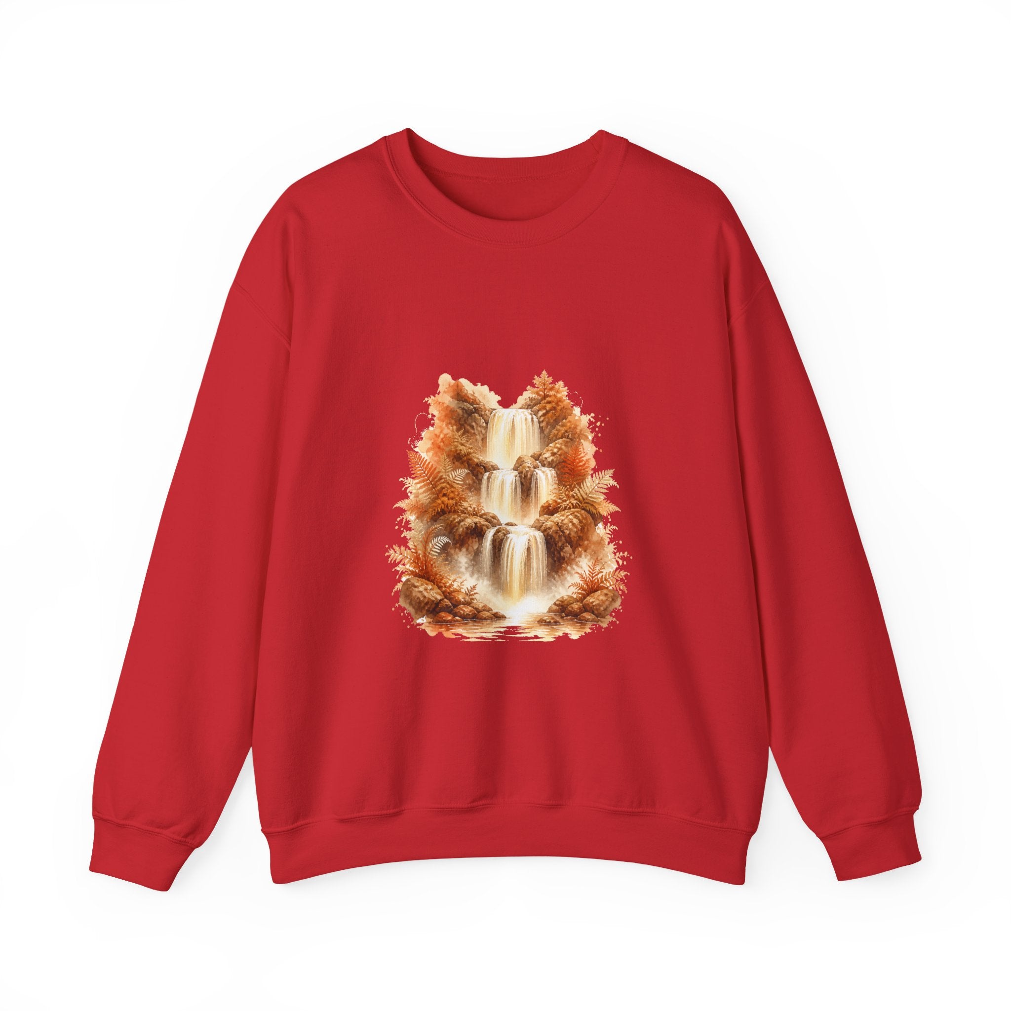 Matching Couple Sweatshirt - Wildfire & Waterfall Matching Couple Comfort Colors Crew Watercolor Art His Hers Birthday Gift - Design B