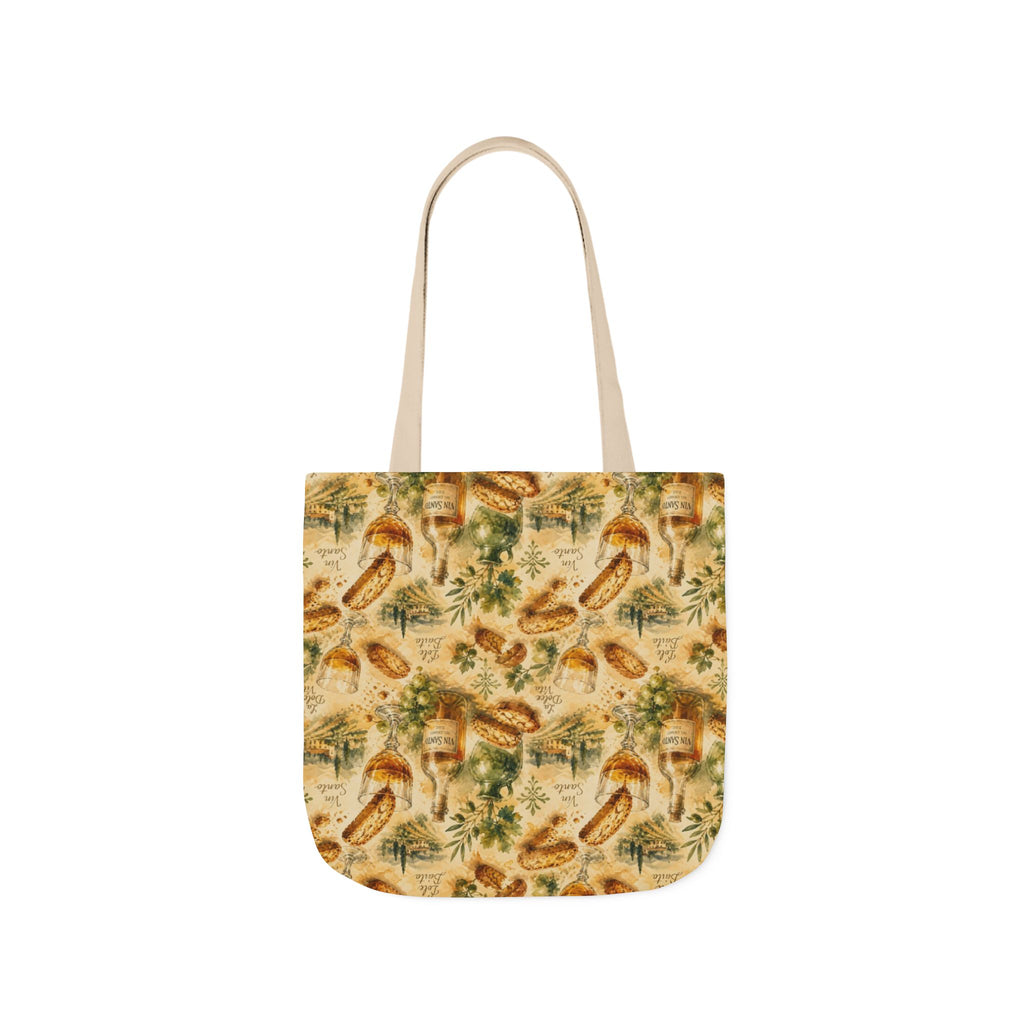 Biscotti & Vin Santo Canvas Tote Bag Mediterranean Kitchen Watercolor Splash Design Italian Cottagecore Gift