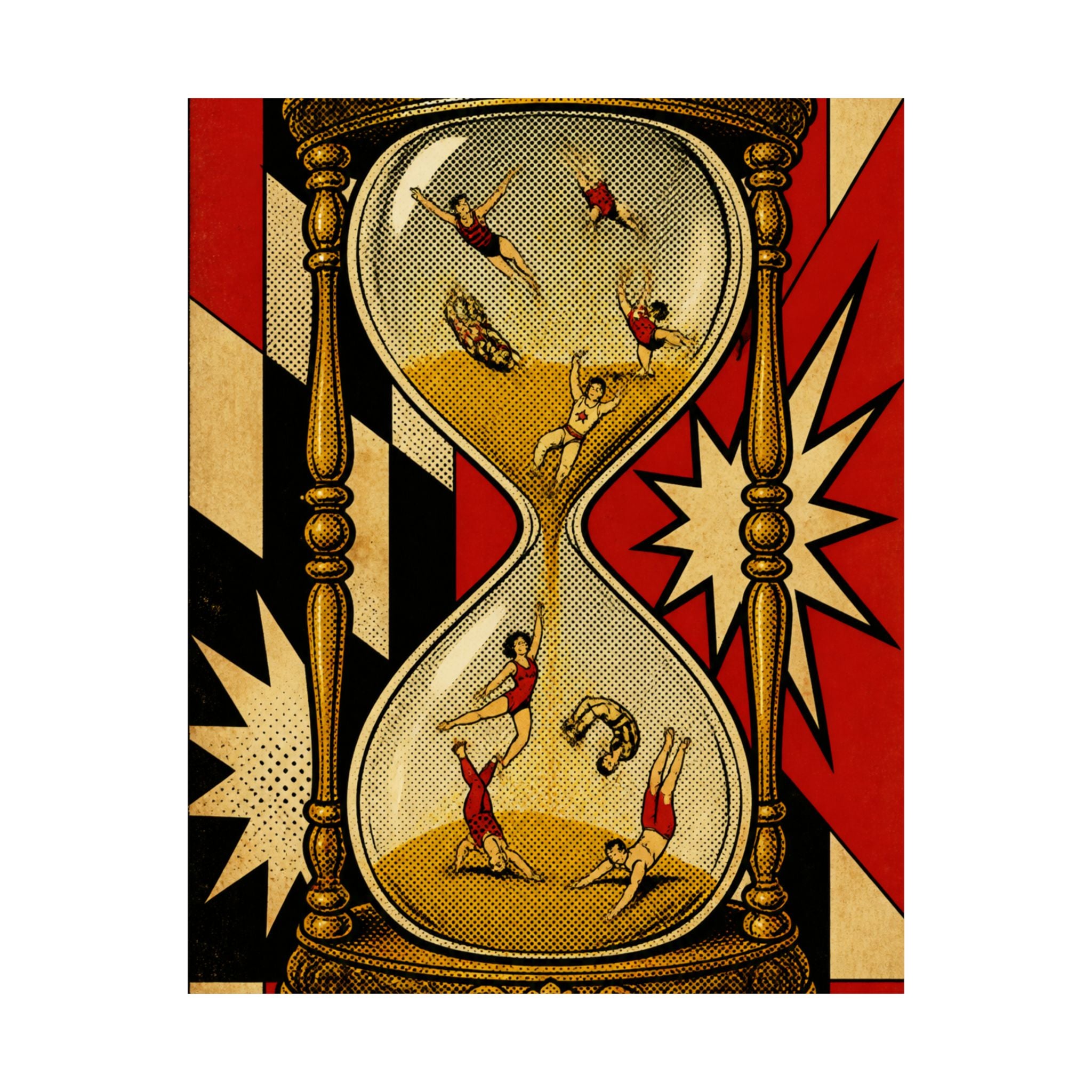 Hourglass Acrobats Wall Art Poster 18×24 Pop Art Living Room Decor Maximalist Print