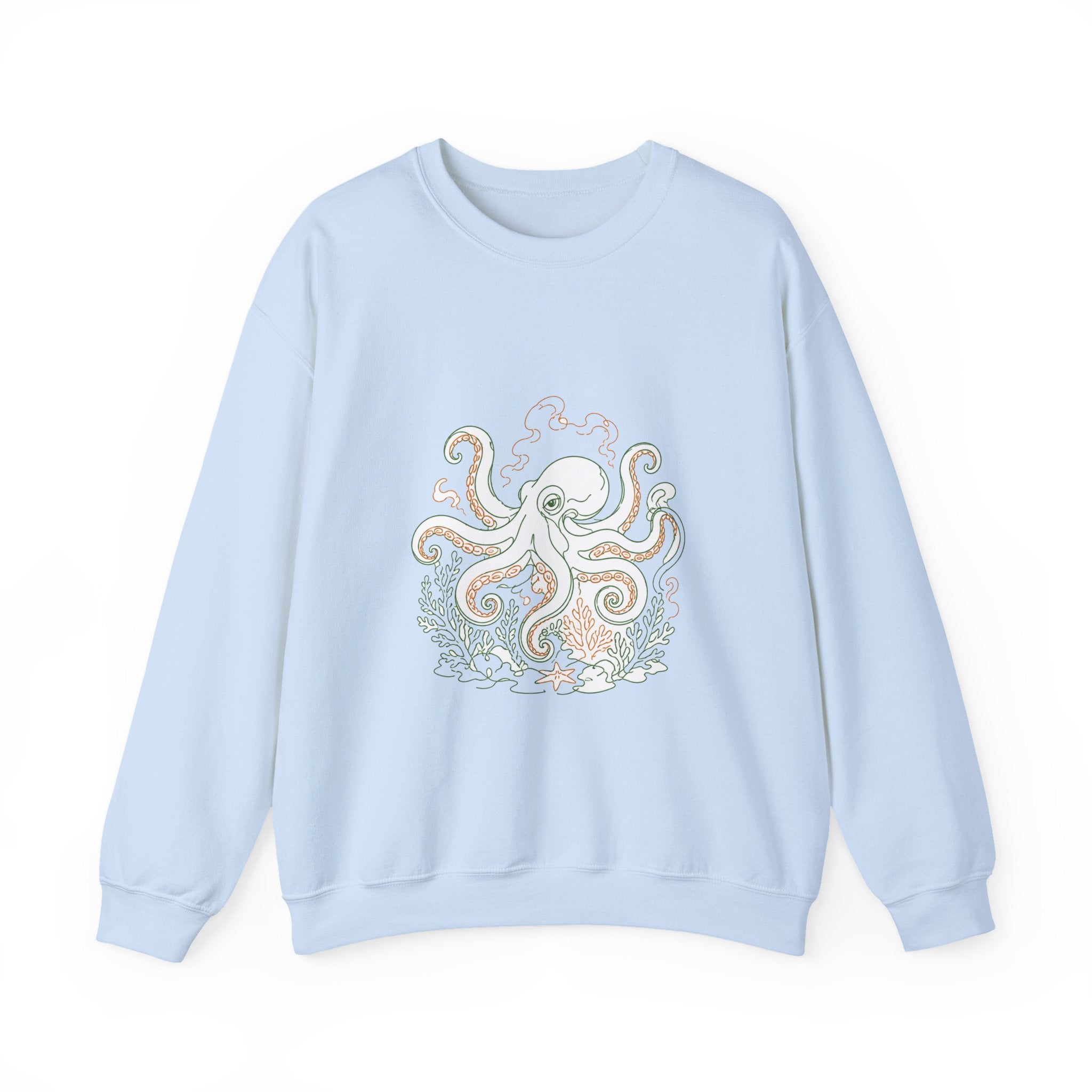 Matching Couple Sweatshirt - Octopus & Jellyfish Matching Couple Comfort Colors Crew Minimalist Art His Hers Christmas Gift - Design A