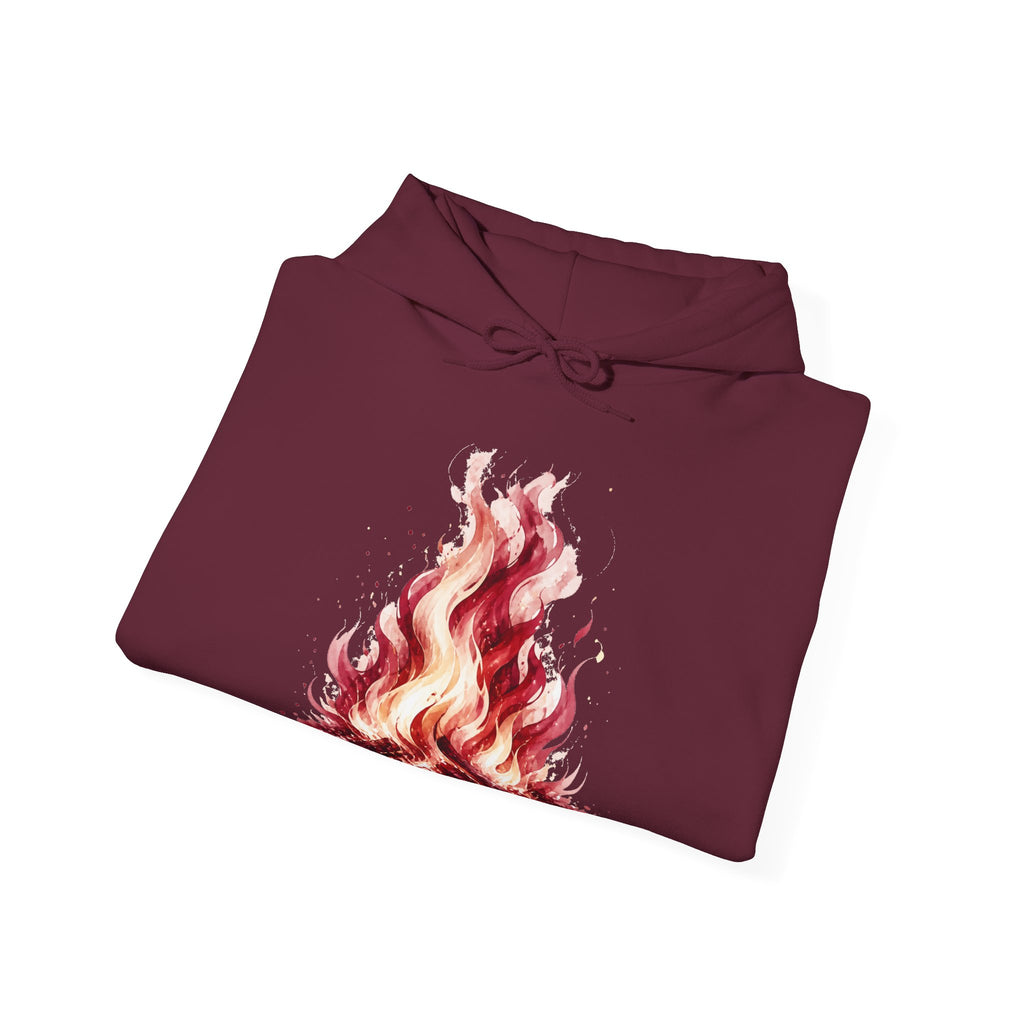 Matching Couple Sweatshirt - Wildfire & Waterfall Matching Couple Hooded Sweatshirt Watercolor Art His Hers Engagement Gift - Design A