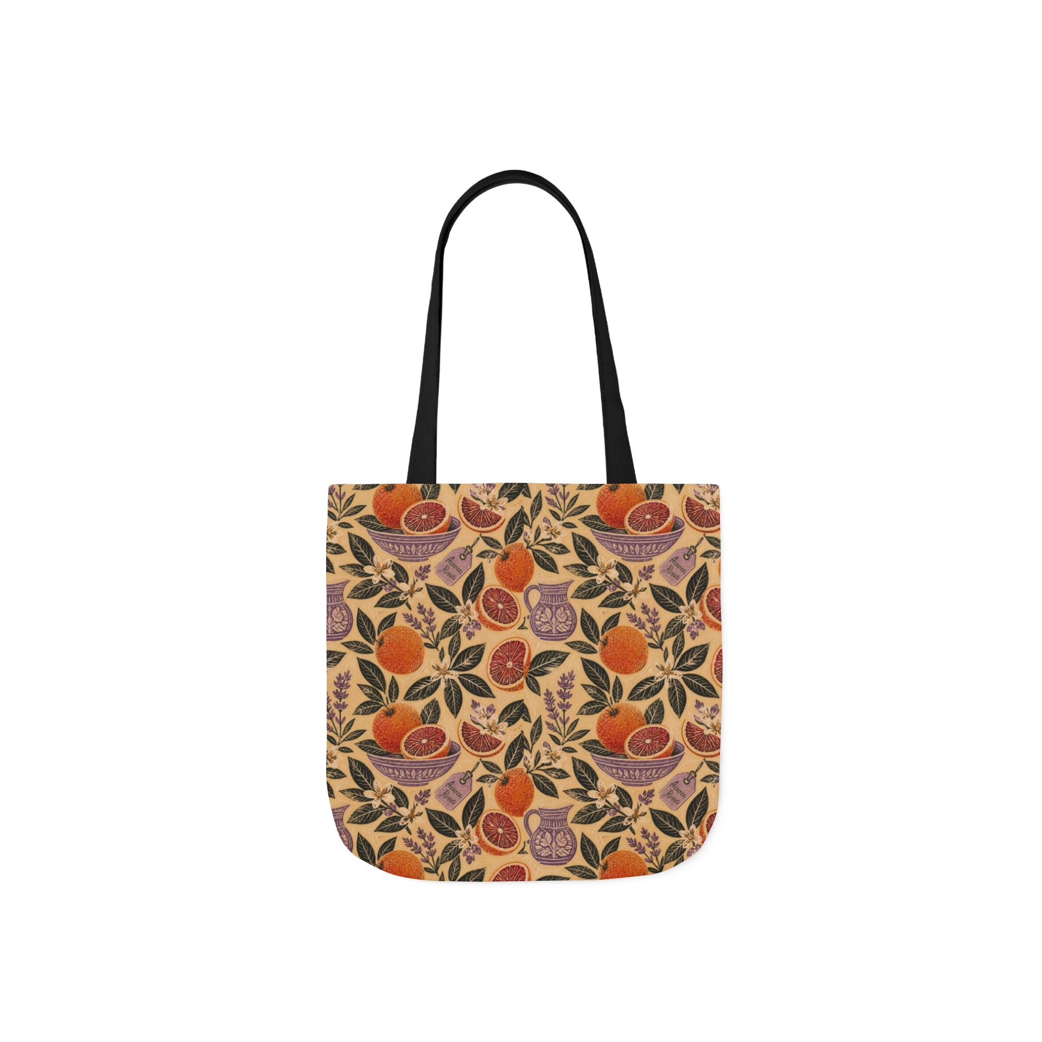 Blood Oranges Canvas Tote Bag Mediterranean Kitchen Linocut Design Italian Cottagecore Gift