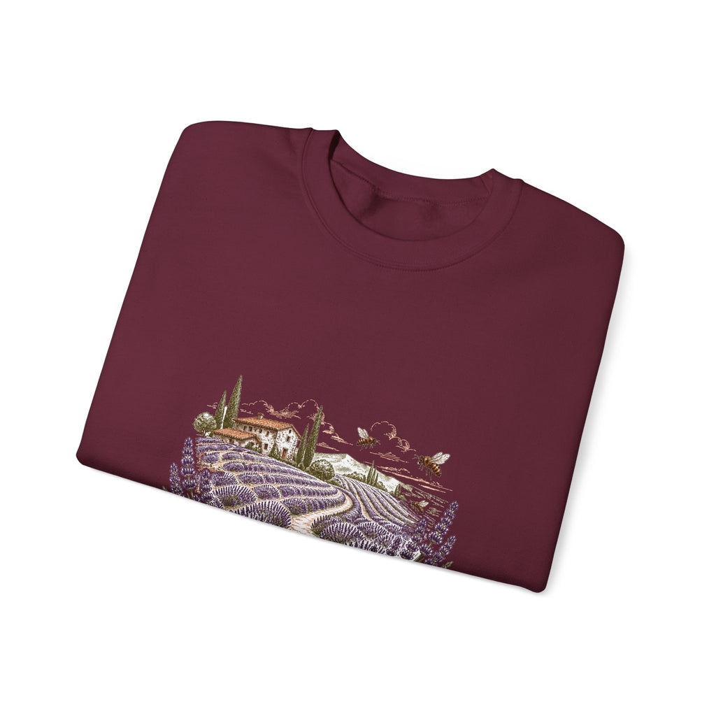 Matching Couple Sweatshirt - Lavender Fields & Canyon Matching Couple Premium Fleece Sweatshirt Hand-Drawn Art His Hers Anniversary Gift - Design A