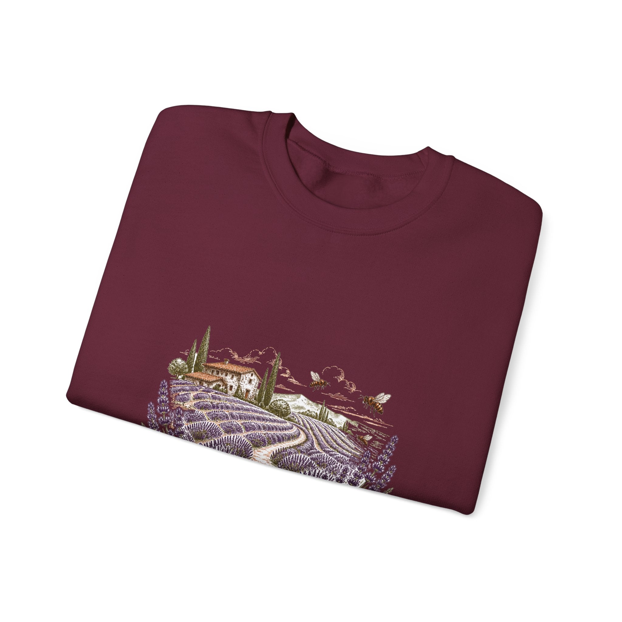 Matching Couple Sweatshirt - Lavender Fields & Canyon Matching Couple Premium Fleece Sweatshirt Hand-Drawn Art His Hers Anniversary Gift - Design A