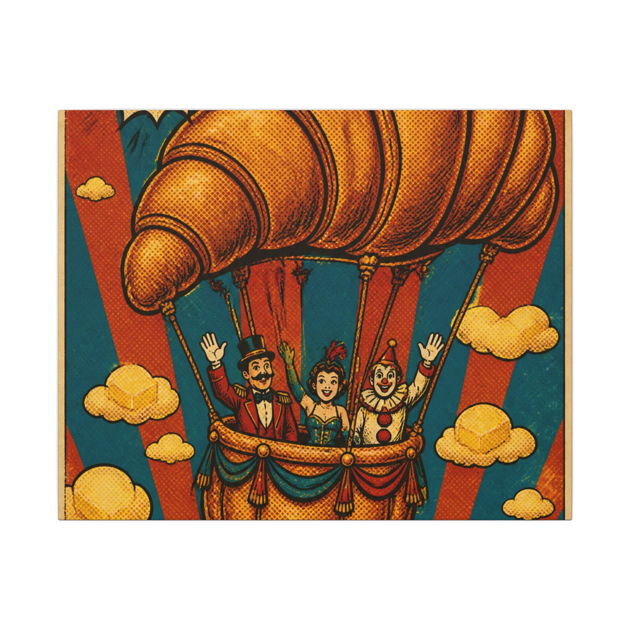 Croissant Hot Air Balloon Wall Art Canvas 16×20 Pop Art Living Room Decor Maximalist Print