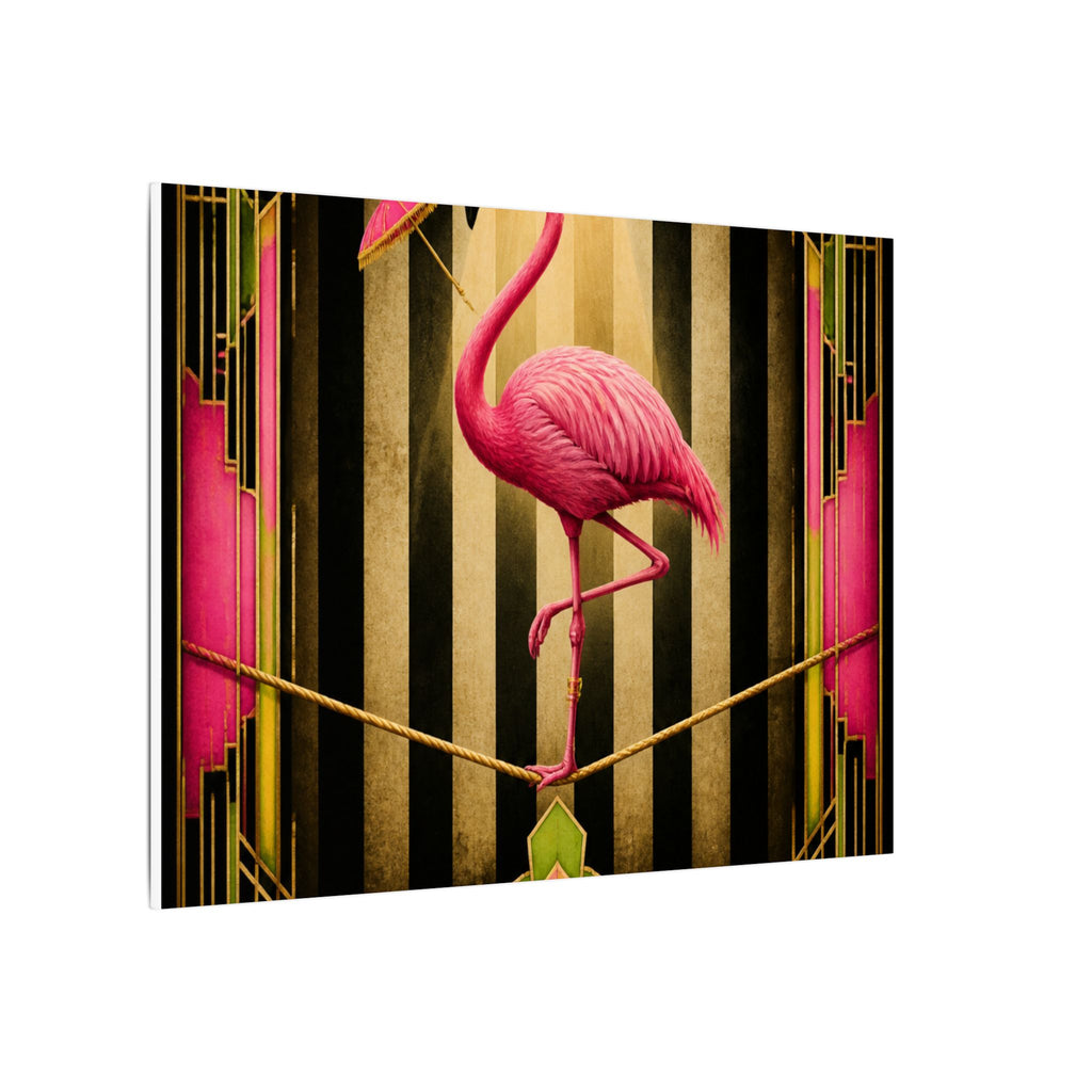 Flamingo Tightrope Wall Art Canvas 16×20 Art Deco Entryway Decor Maximalist Print