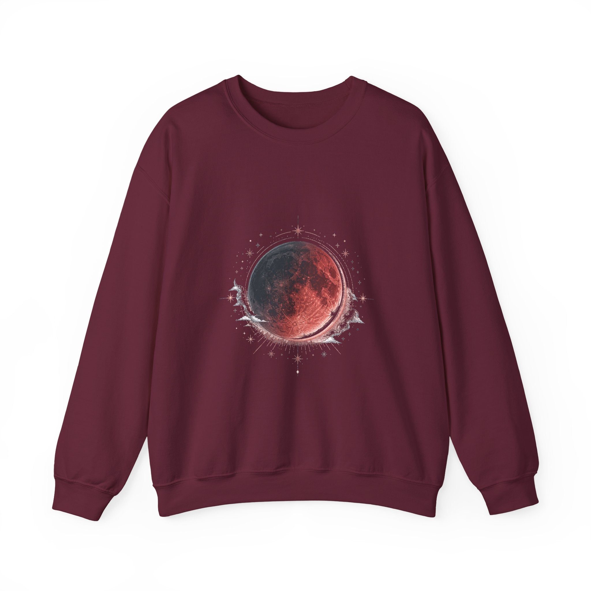Matching Couple Sweatshirt - Solar & Lunar Eclipse Matching Couple Comfort Colors Crew Hand-Drawn Art His Hers Anniversary Gift - Design B