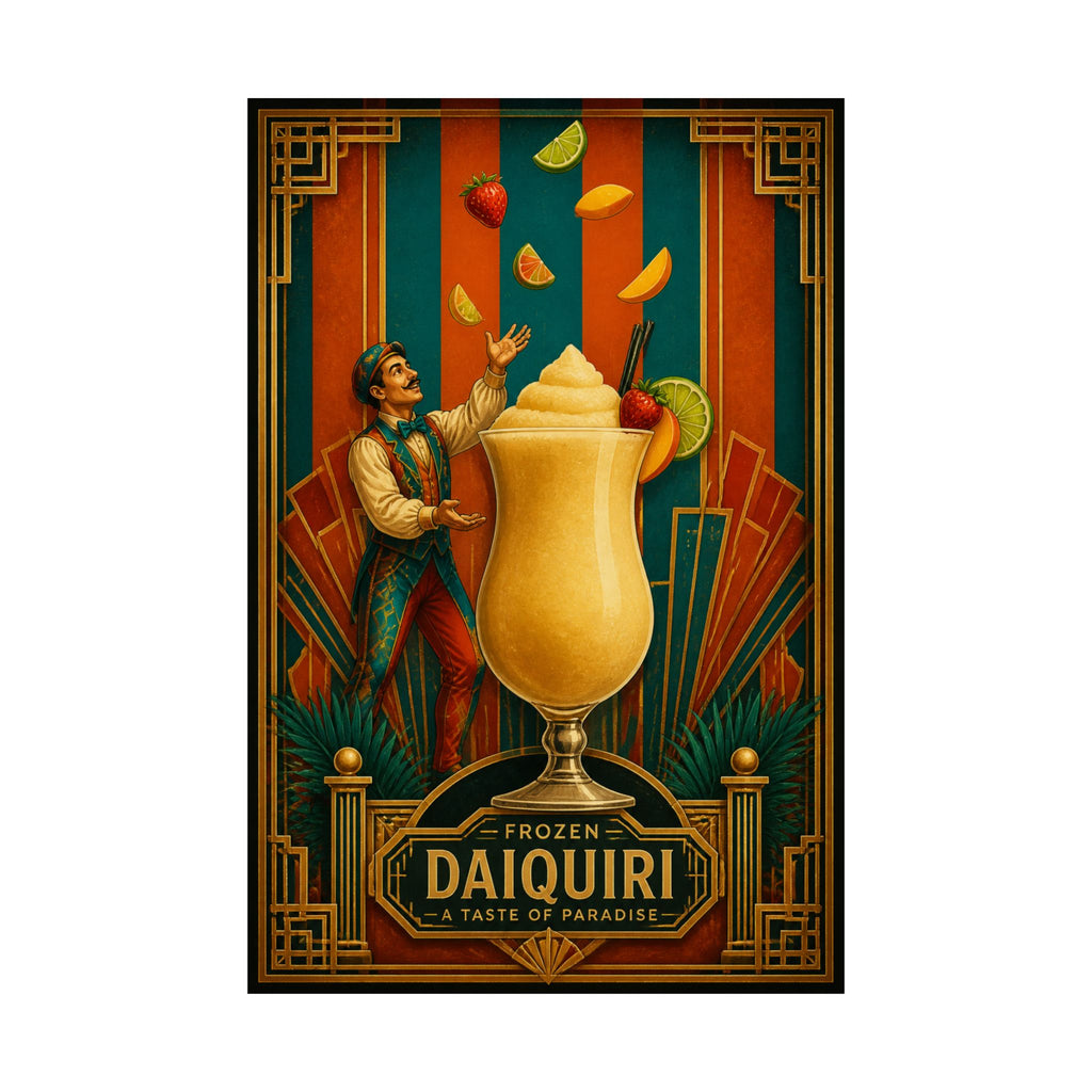 Daiquiri Fruit Juggler Wall Art Poster 24×36 Art Deco Bar Area Decor Maximalist Print