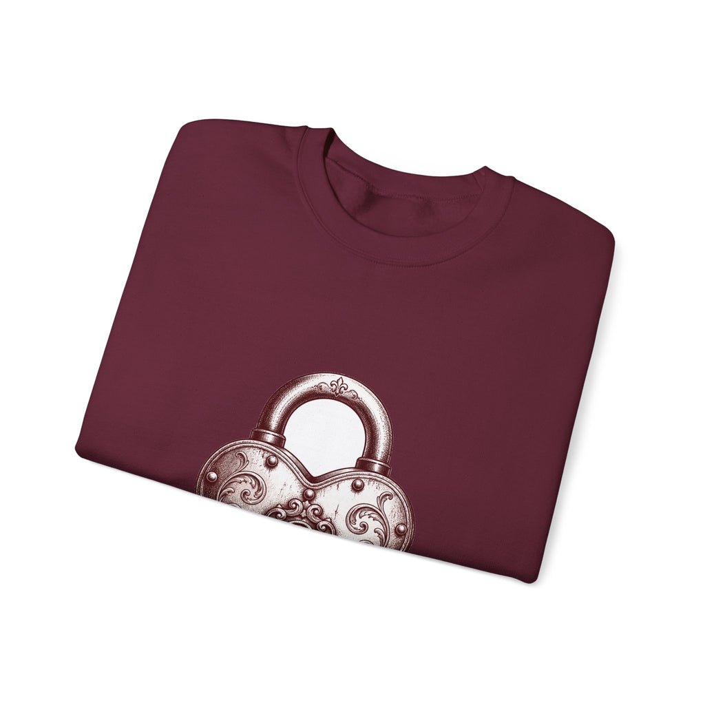 Matching Couple Sweatshirt - Key & Lock Matching Couple Premium Fleece Sweatshirt Hand-Drawn Art His Hers Anniversary Gift - Design B
