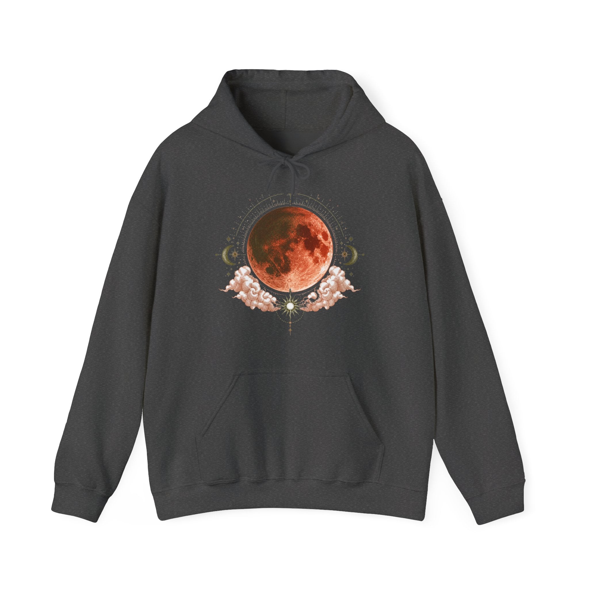 Matching Couple Sweatshirt - Solar & Lunar Eclipse Matching Couple Hooded Sweatshirt Hand-Drawn Art His Hers Best Friend Gift - Design B