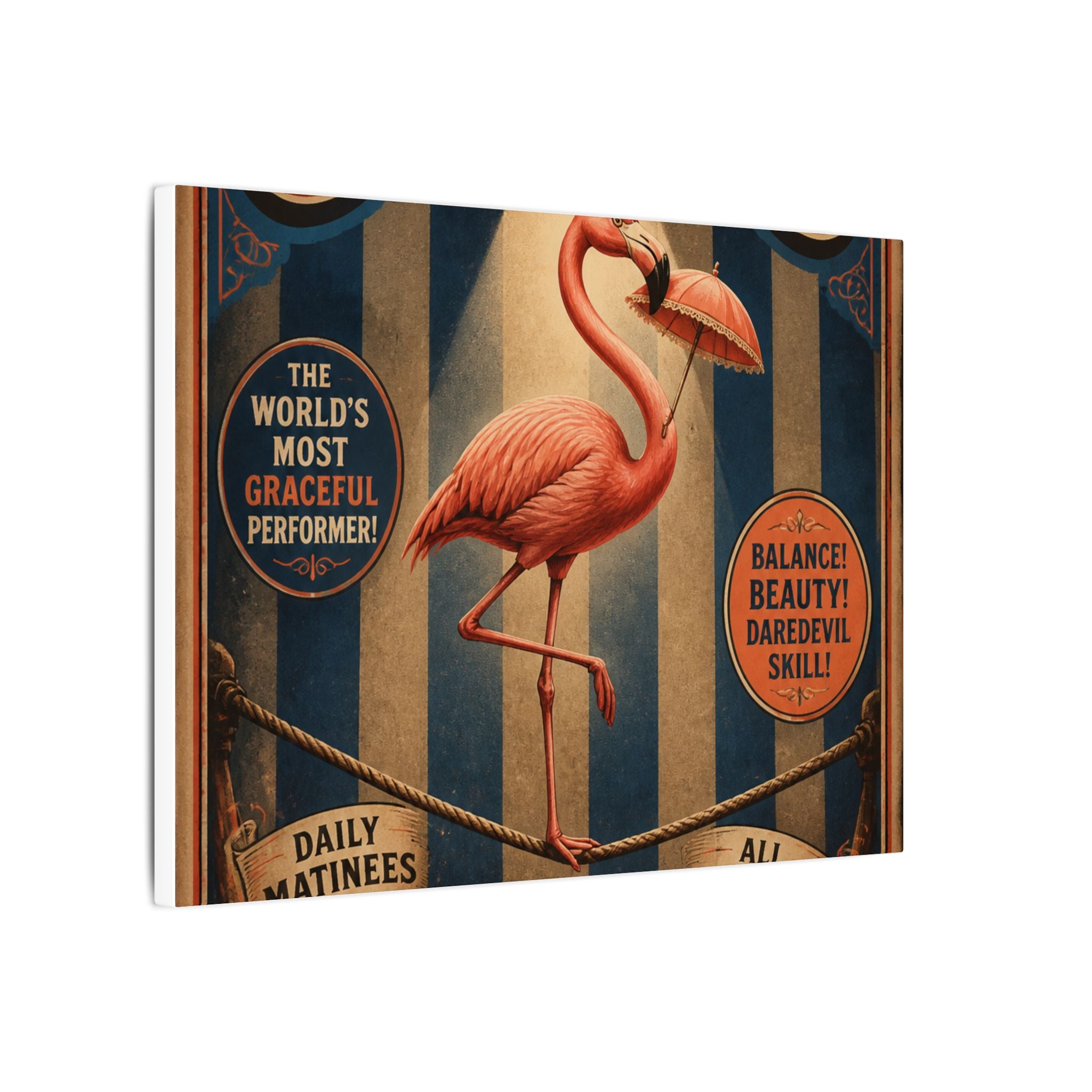Flamingo Tightrope Wall Art Canvas 16×20 Vintage Circus Kitchen Decor Maximalist Print