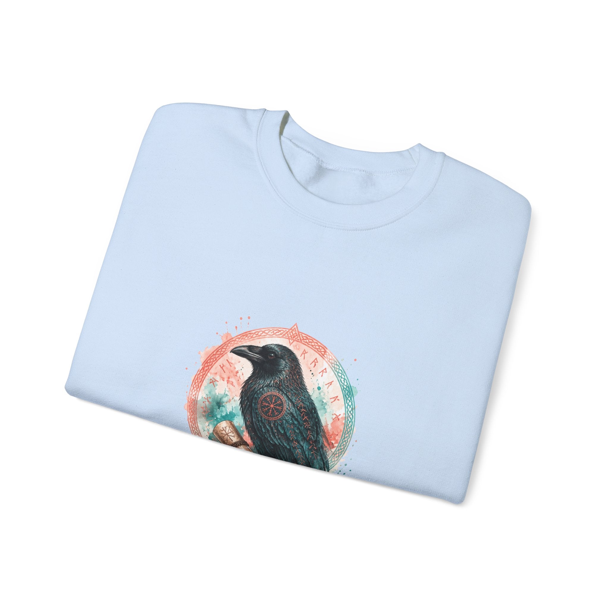 Matching Couple Sweatshirt - Huginn & Muninn Matching Couple Crewneck Sweatshirt Watercolor Art His Hers Engagement Gift - Design B