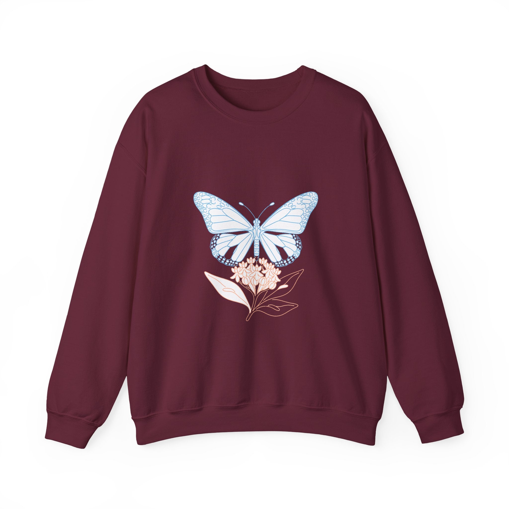Matching Couple Sweatshirt - Butterfly & Moth Matching Couple Crewneck Sweatshirt Minimalist Art His Hers Valentine Gift - Design A
