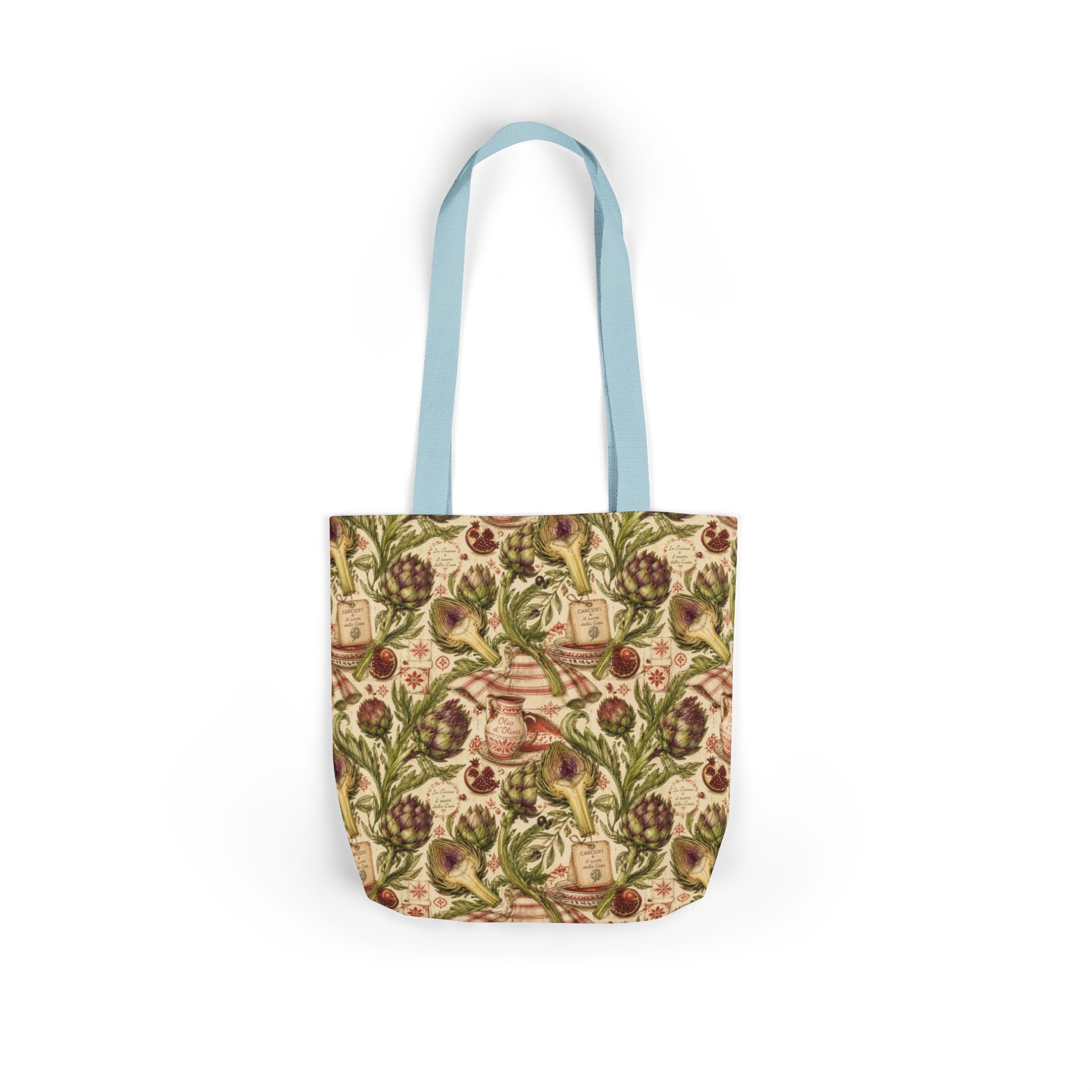 Globe Artichokes Canvas Tote Bag Mediterranean Kitchen Watercolor Design Italian Cottagecore Gift