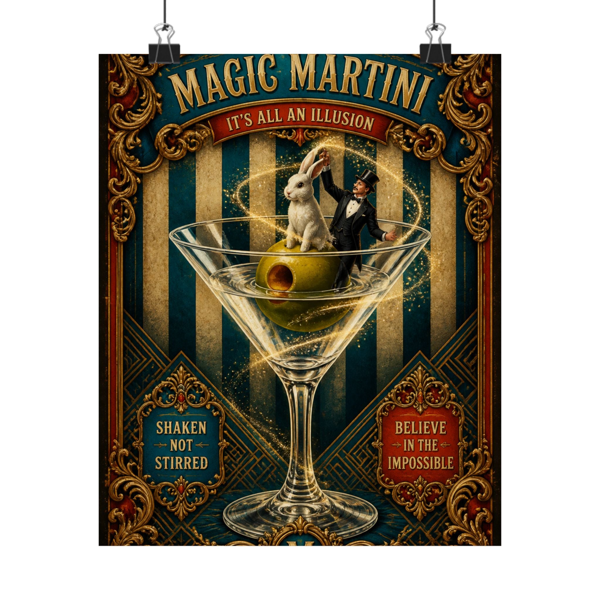 Martini Magician Wall Art Poster 18×24 Baroque Home Office Decor Maximalist Print