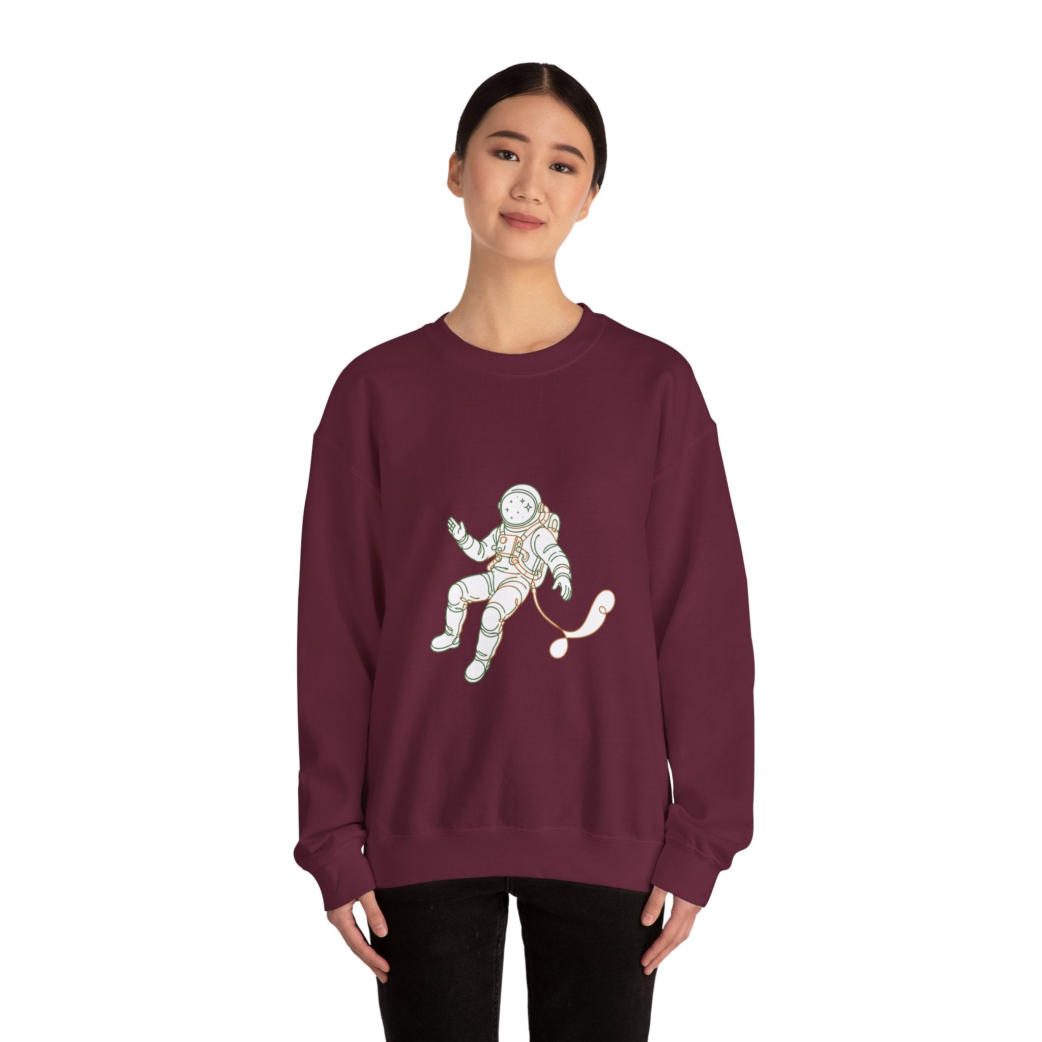 Matching Couple Sweatshirt - Astronaut & Planet Matching Couple Comfort Colors Crew Minimalist Art His Hers Christmas Gift - Design A