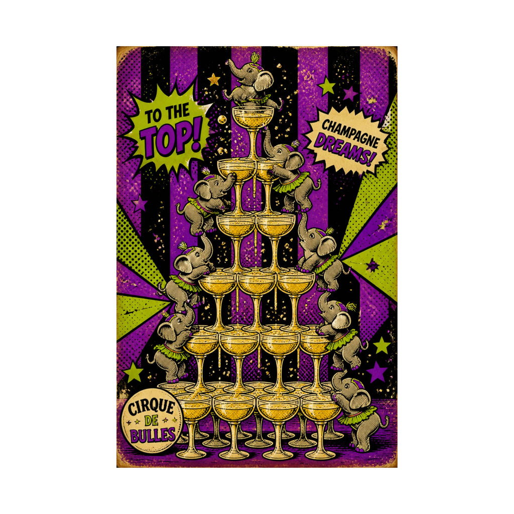Champagne Tower Elephants Wall Art Poster 18×24 Pop Art Living Room Decor Maximalist Print