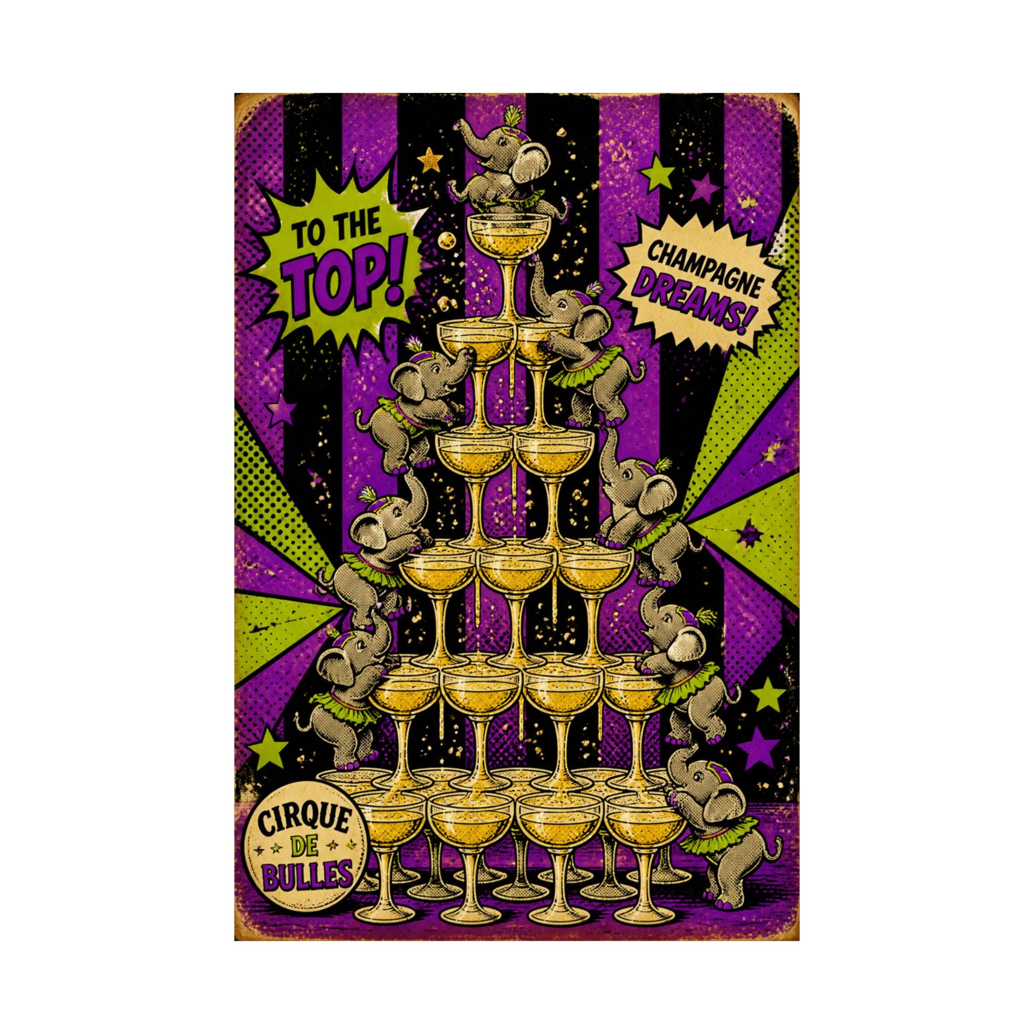 Champagne Tower Elephants Wall Art Poster 18×24 Pop Art Living Room Decor Maximalist Print