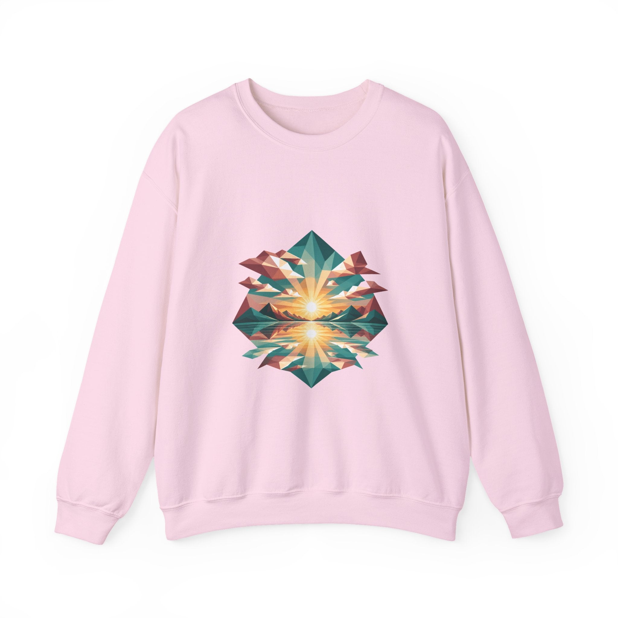 Matching Couple Sweatshirt - Sunrise & Sunset Matching Couple Premium Fleece Sweatshirt Geometric Art His Hers Love Gift - Design A