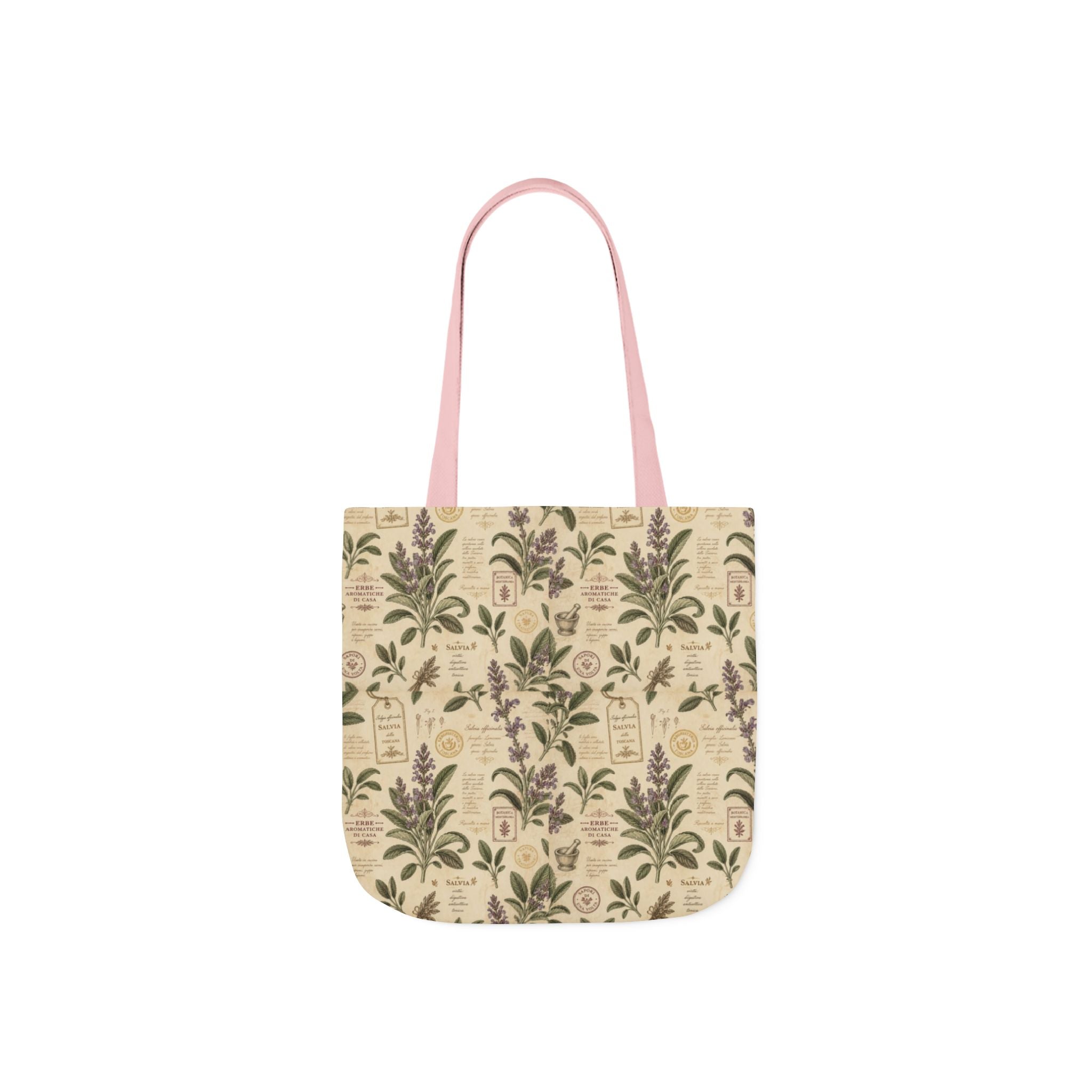 Sage Leaves Canvas Tote Bag Mediterranean Kitchen Botanical Design Italian Cottagecore Gift