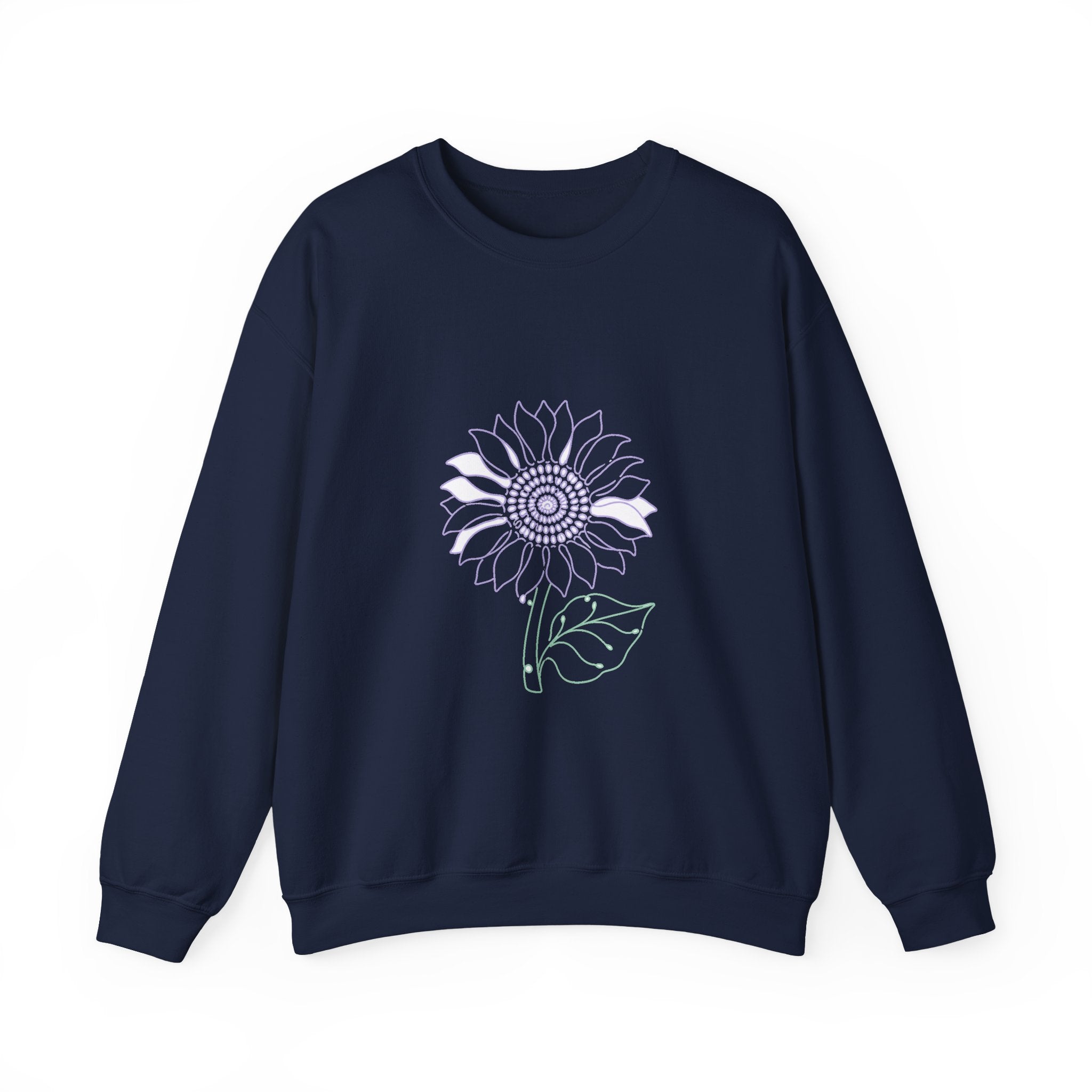 Matching Couple Sweatshirt - Sunflower & Moonflower Matching Couple Comfort Colors Crew Minimalist Art His Hers Christmas Gift - Design A
