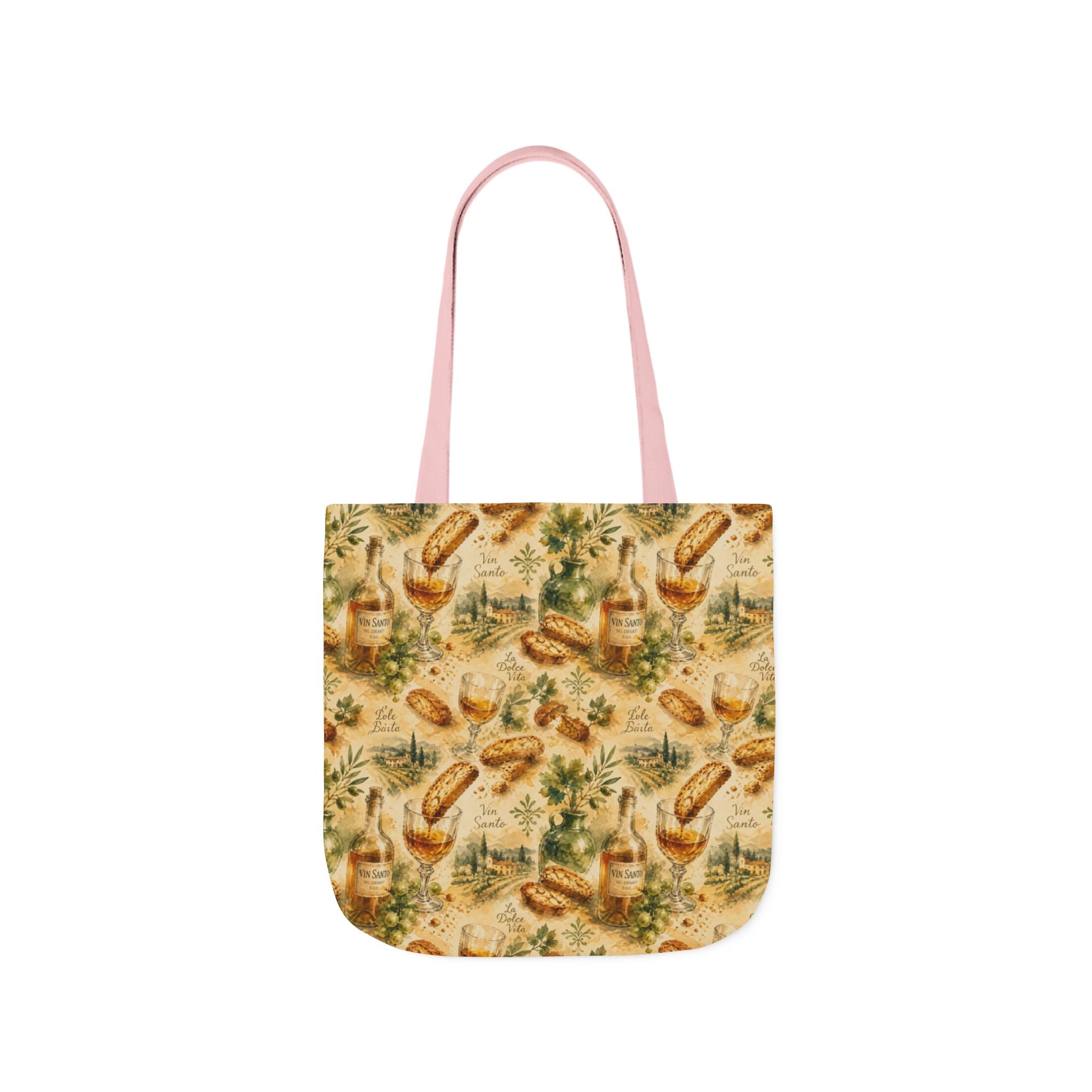 Biscotti & Vin Santo Canvas Tote Bag Mediterranean Kitchen Watercolor Splash Design Italian Cottagecore Gift