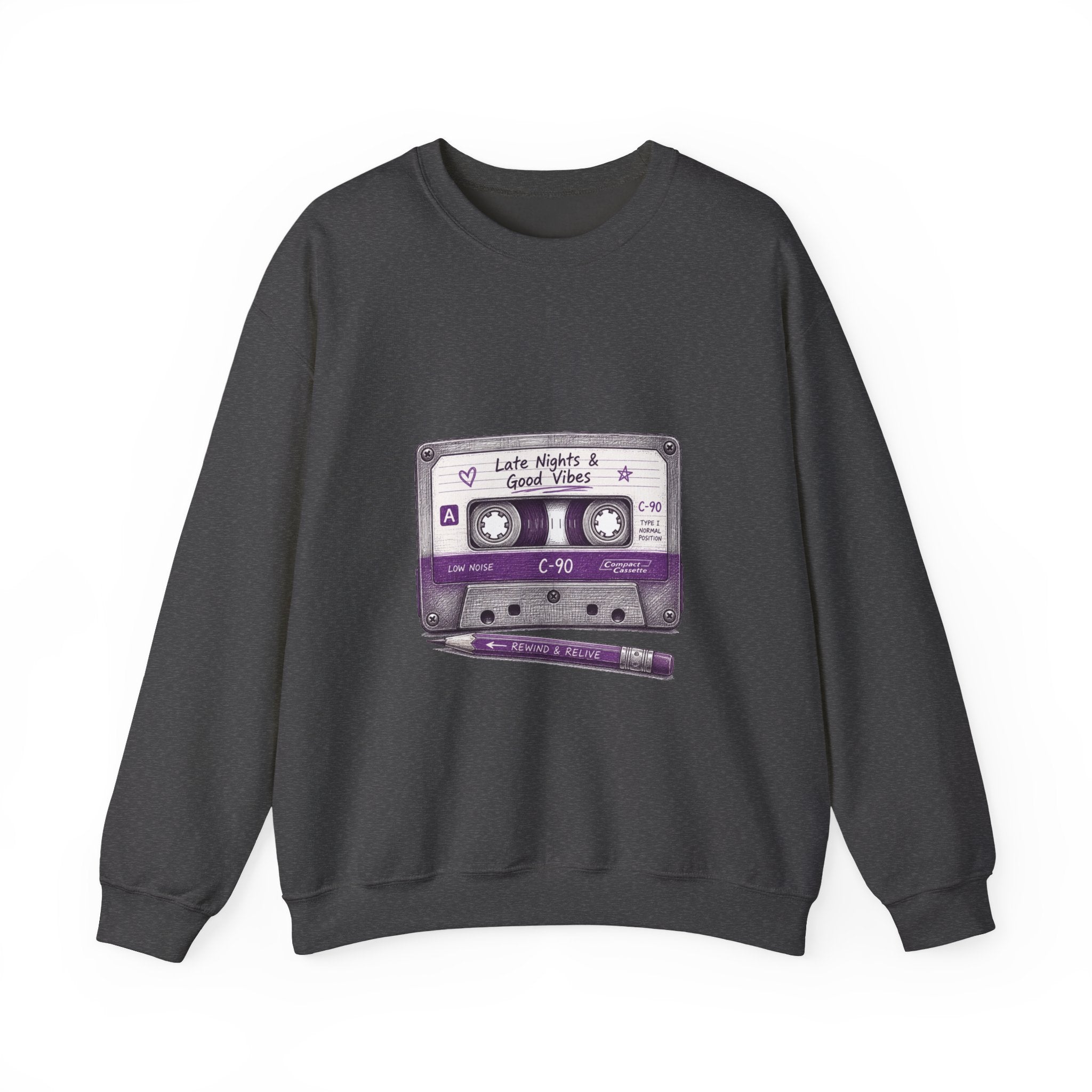 Matching Couple Sweatshirt - Vinyl & Cassette Matching Couple Crewneck Sweatshirt Hand-Drawn Art His Hers Best Friend Gift - Design B