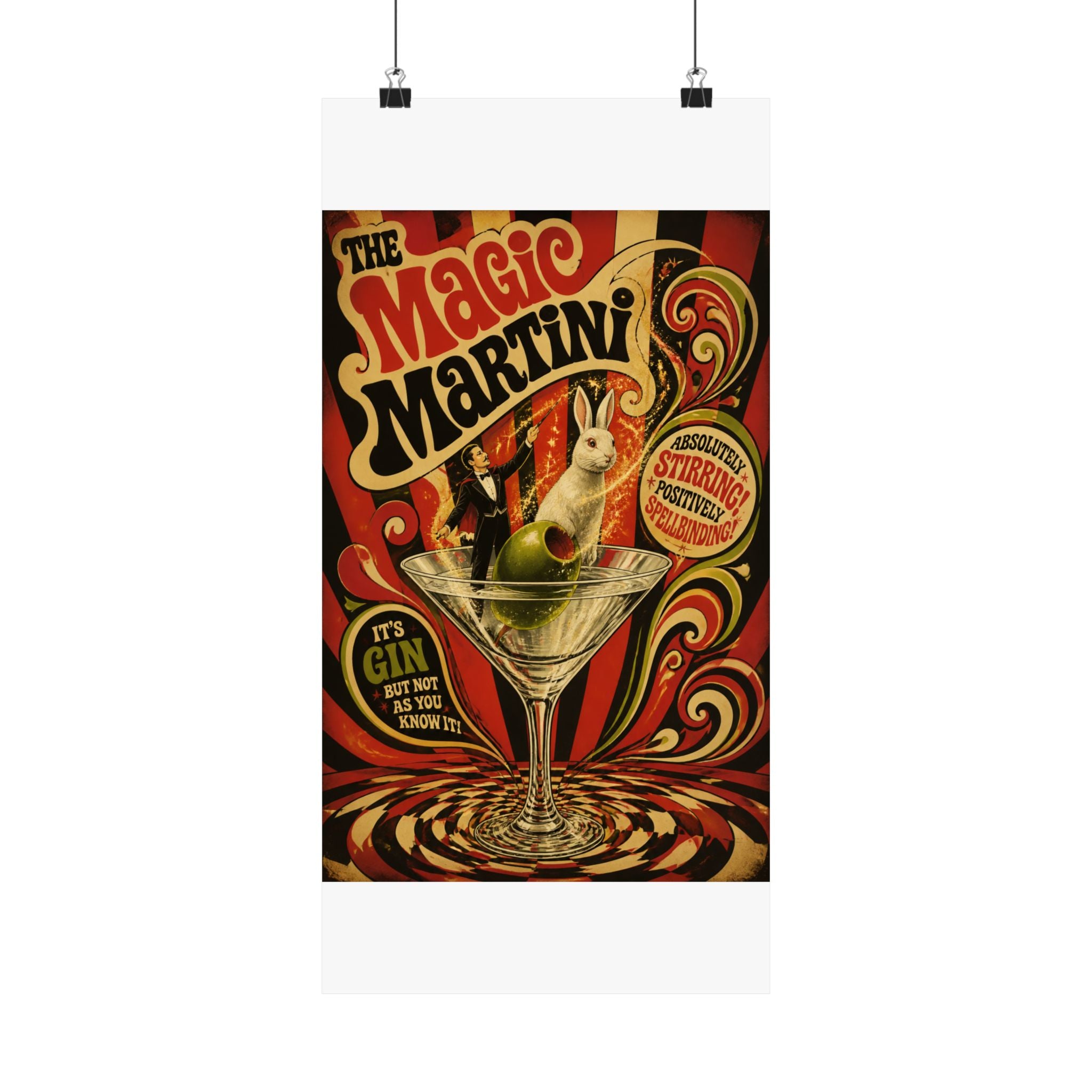 Martini Magician Wall Art Poster 18×24 Psychedelic Cafe Decor Maximalist Print