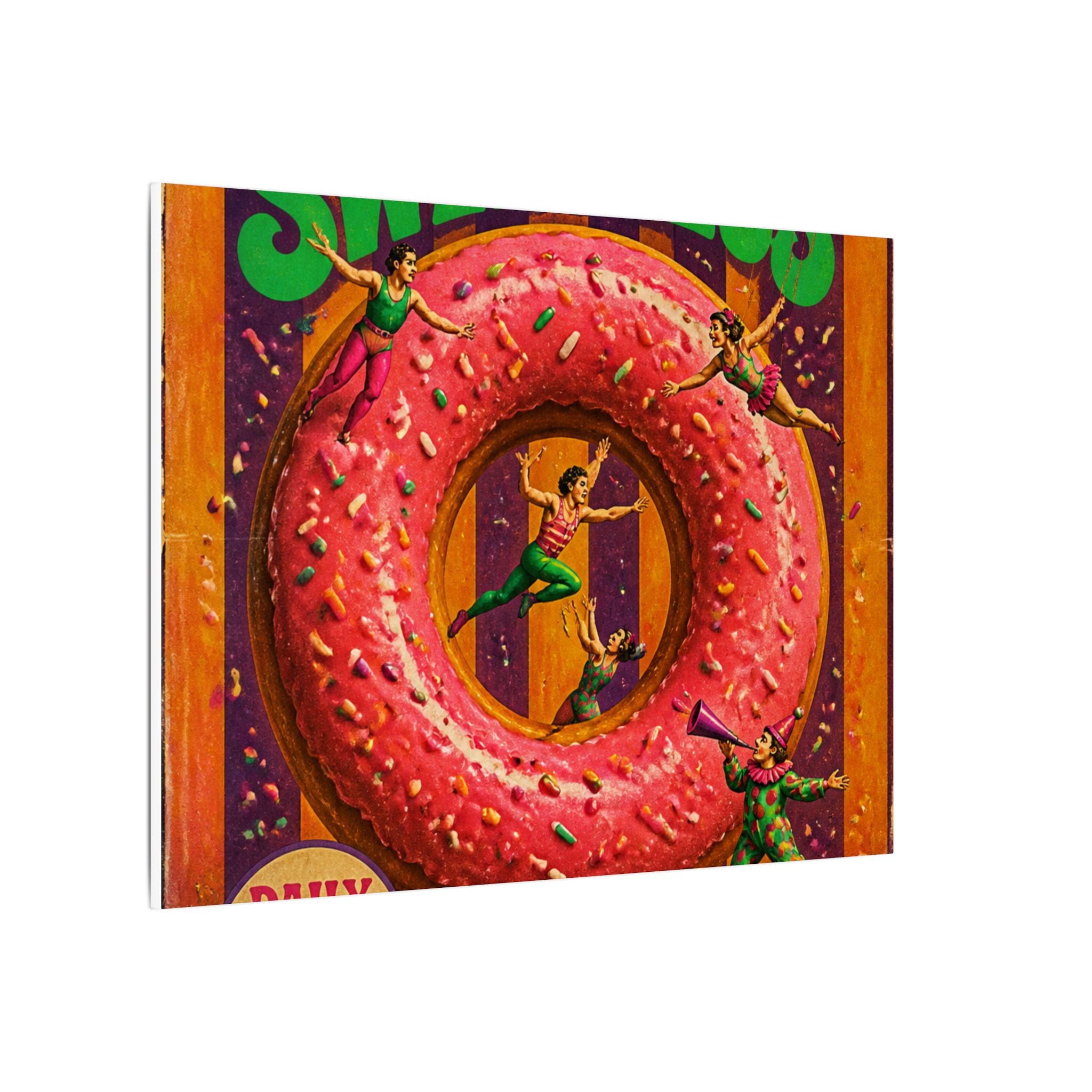Donut Circus Ring Wall Art Canvas 24×36 Psychedelic Dining Room Decor Maximalist Print