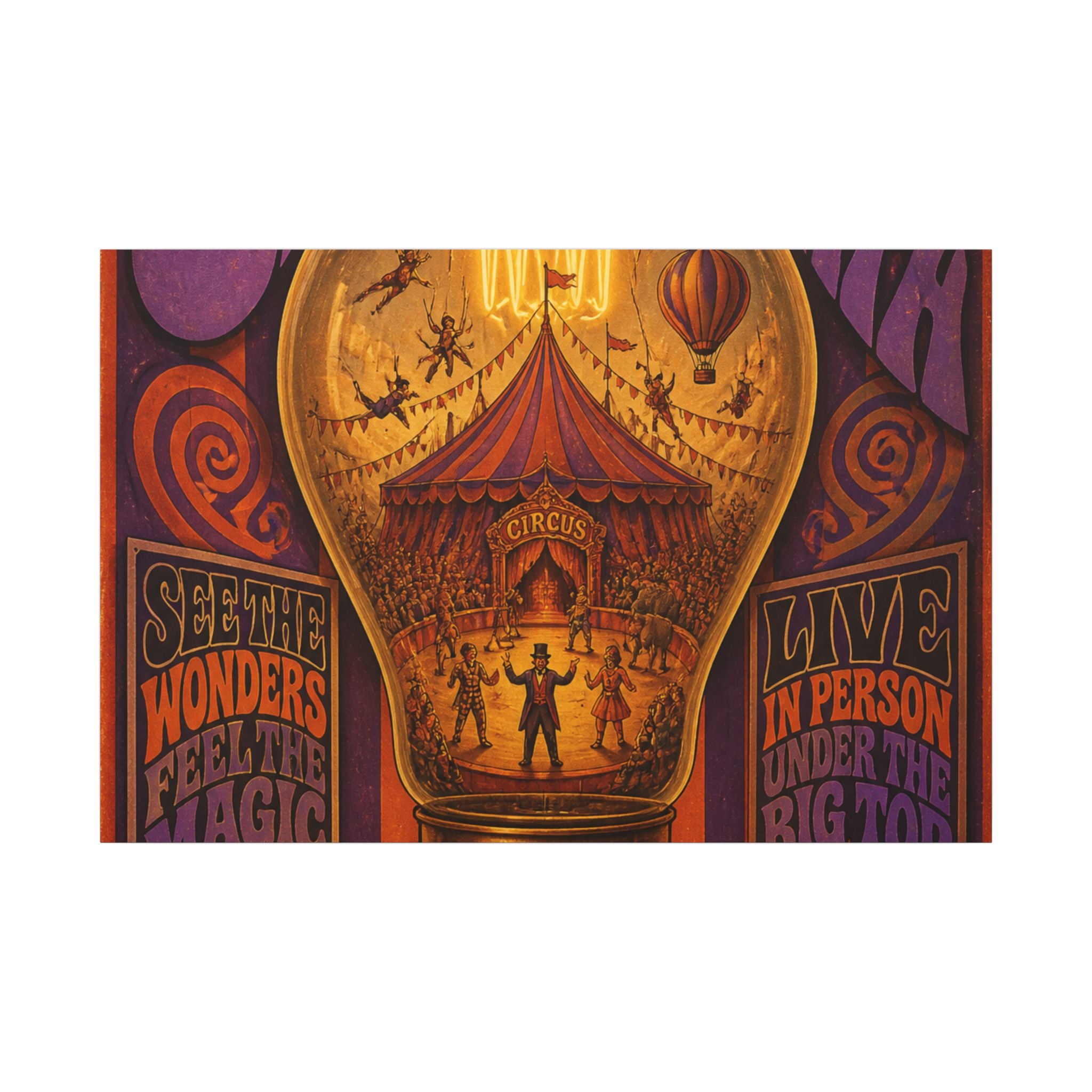 Light Bulb Circus Wall Art Canvas 24×36 Psychedelic Dining Room Decor Maximalist Print