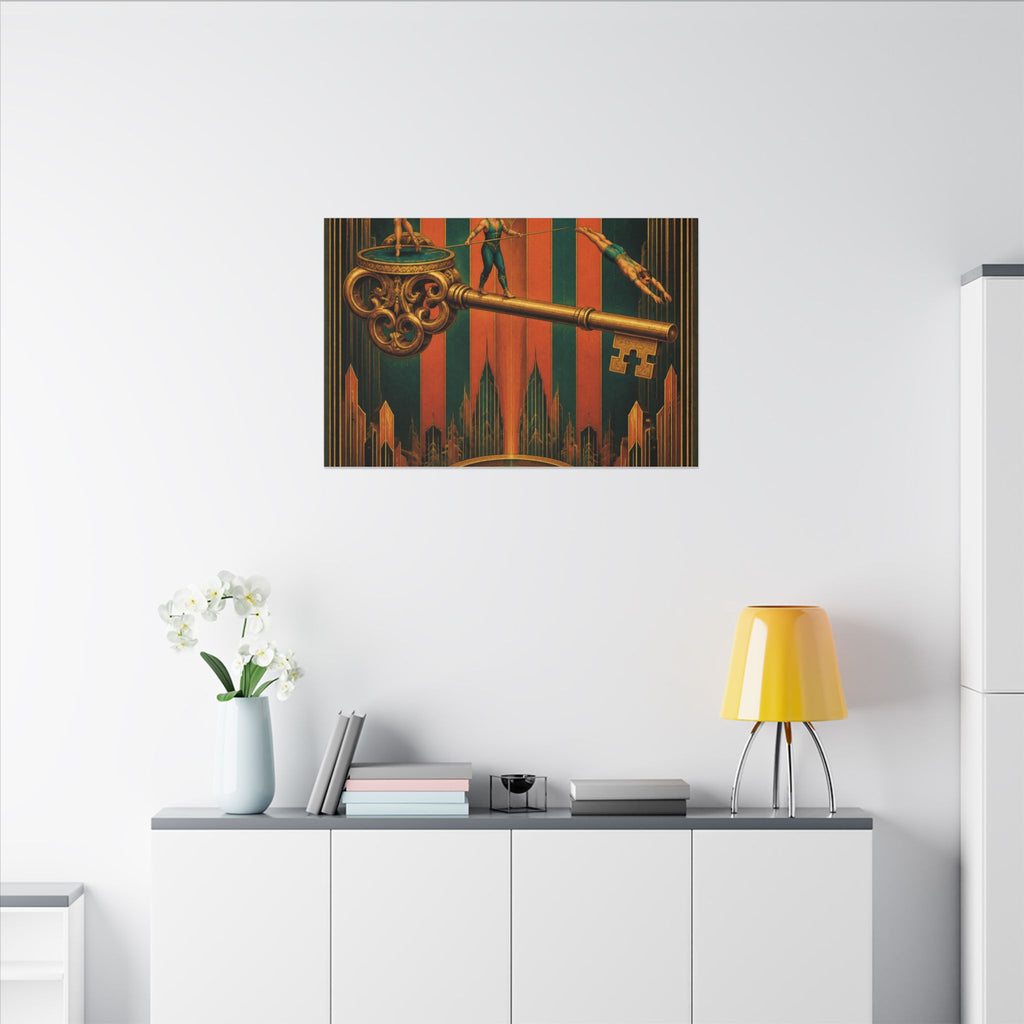 Giant Key Performance Wall Art Canvas 16×20 Art Deco Entryway Decor Maximalist Print