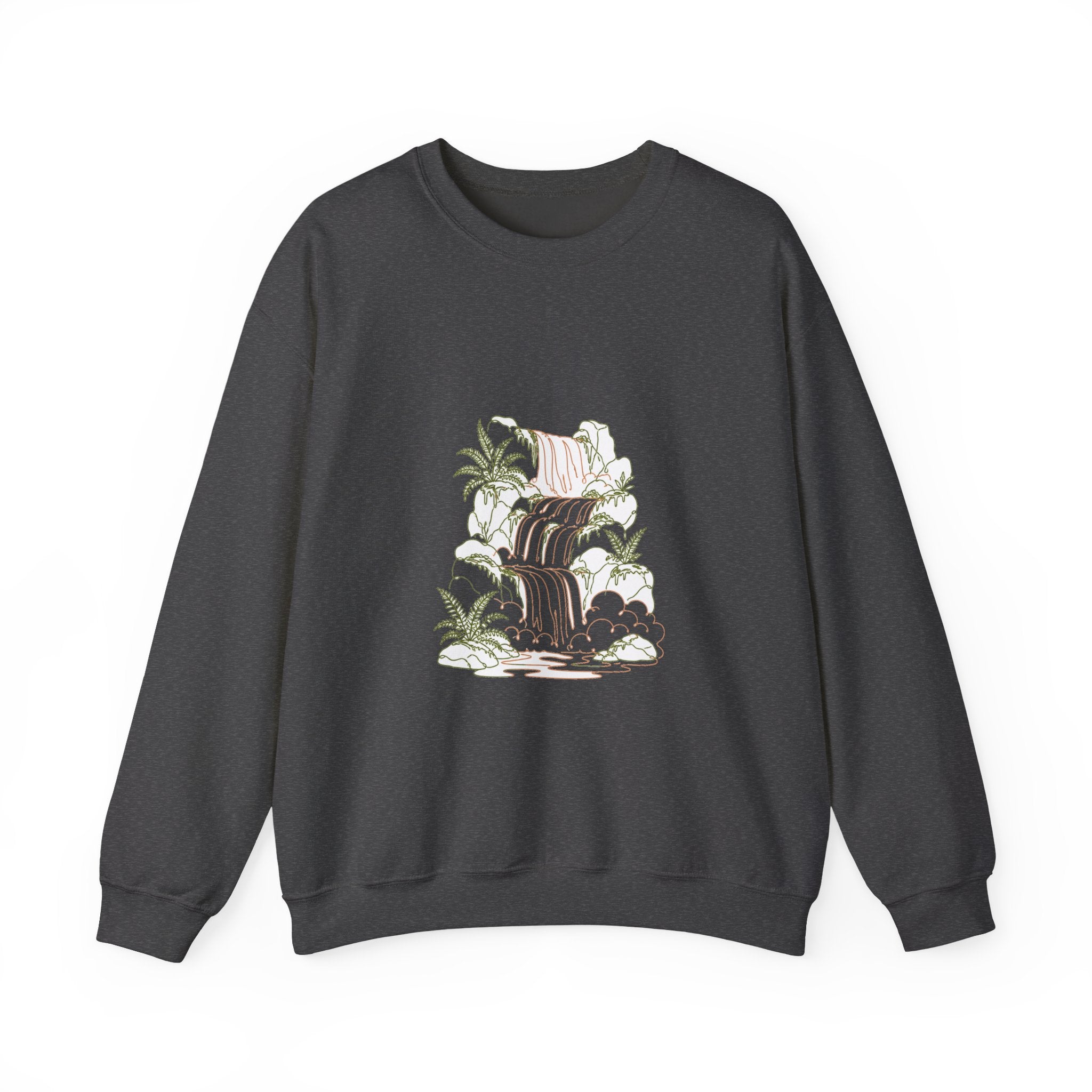 Matching Couple Sweatshirt - Wildfire & Waterfall Matching Couple Comfort Colors Crew Minimalist Art His Hers Christmas Gift - Design B