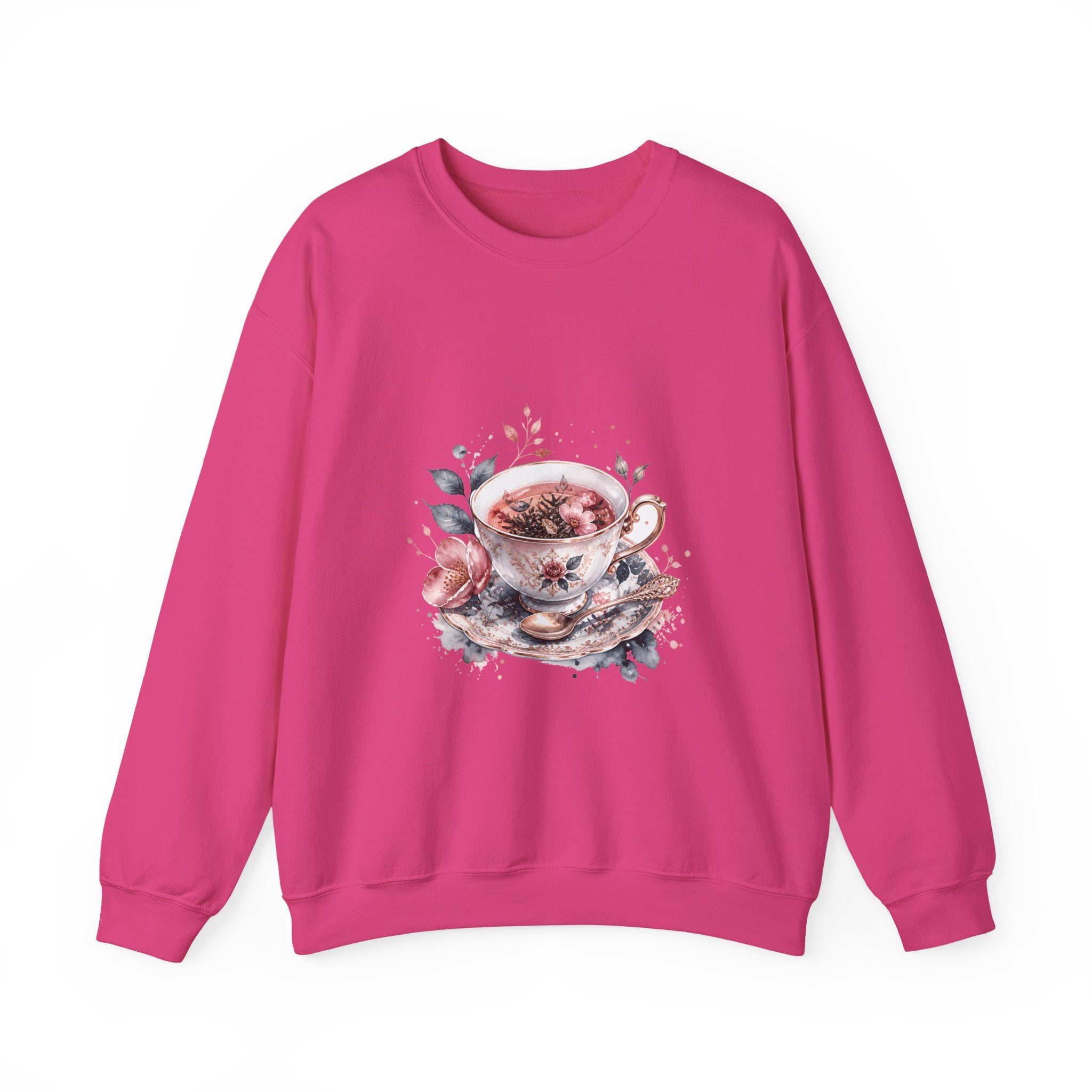Matching Couple Sweatshirt - Coffee & Tea Matching Couple Premium Fleece Sweatshirt Watercolor Art His Hers Birthday Gift - Design B