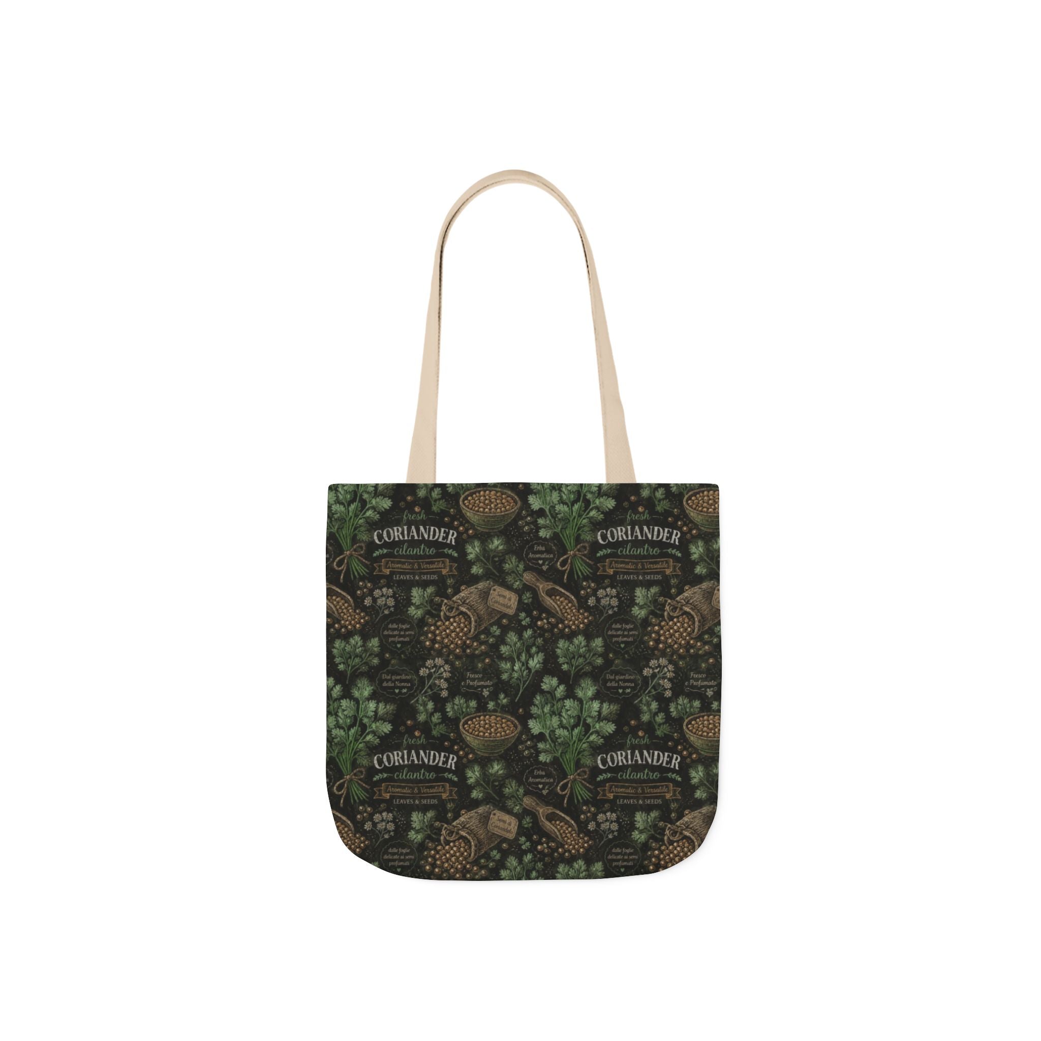 Coriander & Seeds Canvas Tote Bag Mediterranean Kitchen Chalk Art Design Italian Cottagecore Gift