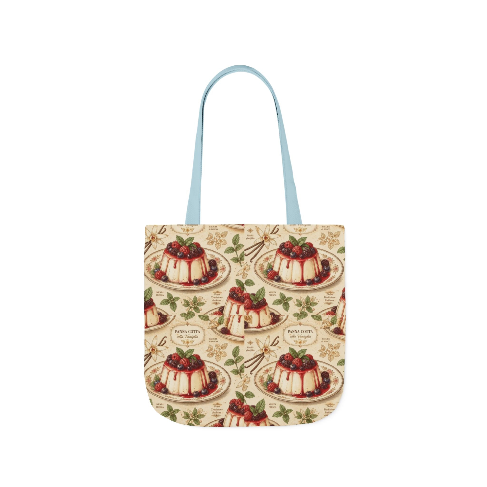 Panna Cotta Canvas Tote Bag Mediterranean Kitchen Botanical Design Italian Cottagecore Gift