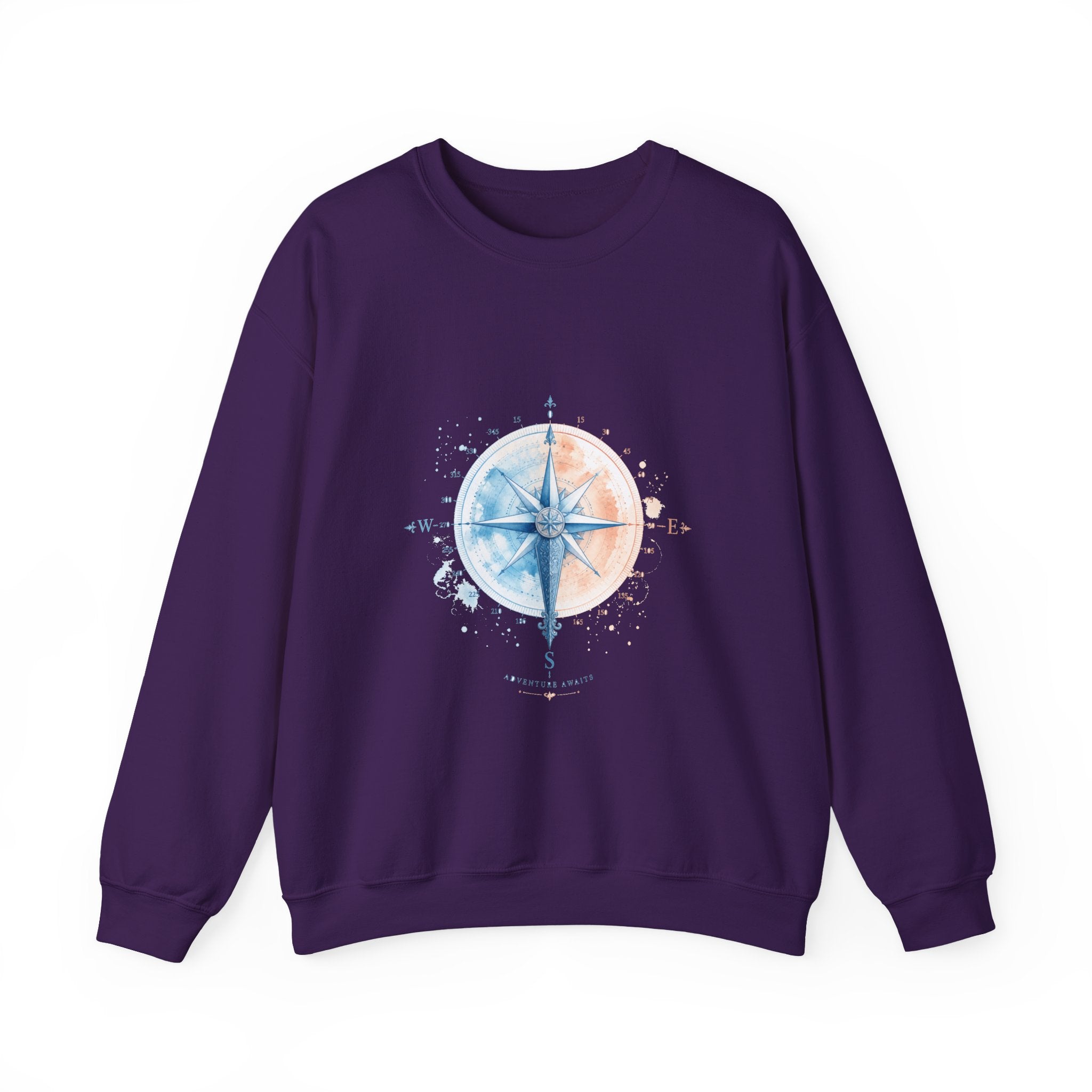 Matching Couple Sweatshirt - Compass North & South Matching Couple Premium Fleece Sweatshirt Watercolor Art His Hers Birthday Gift - Design B