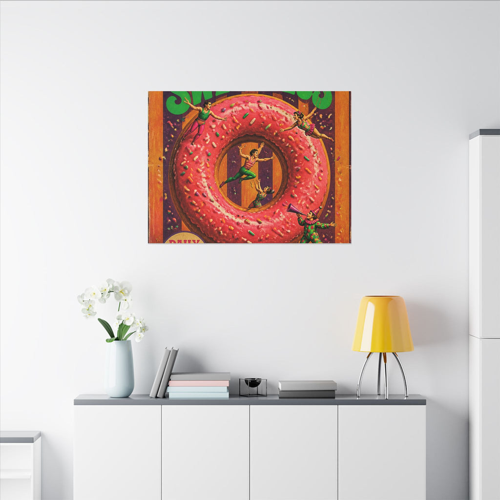 Donut Circus Ring Wall Art Canvas 24×36 Psychedelic Dining Room Decor Maximalist Print