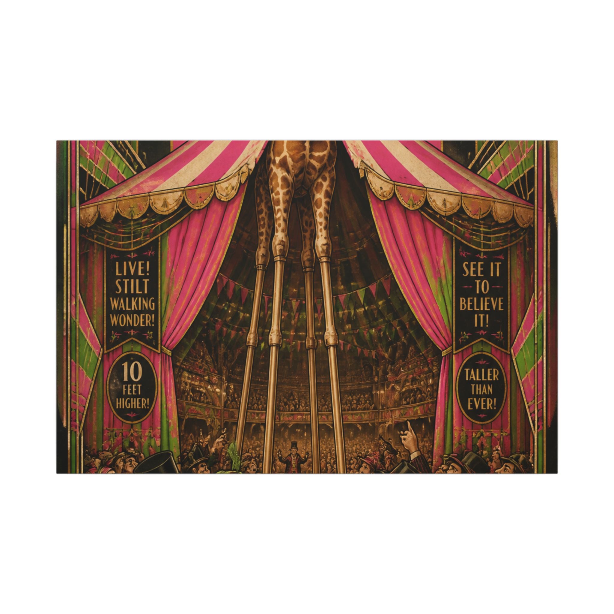 Giraffe on Stilts Wall Art Canvas 24×36 Art Deco Bar Area Decor Maximalist Print