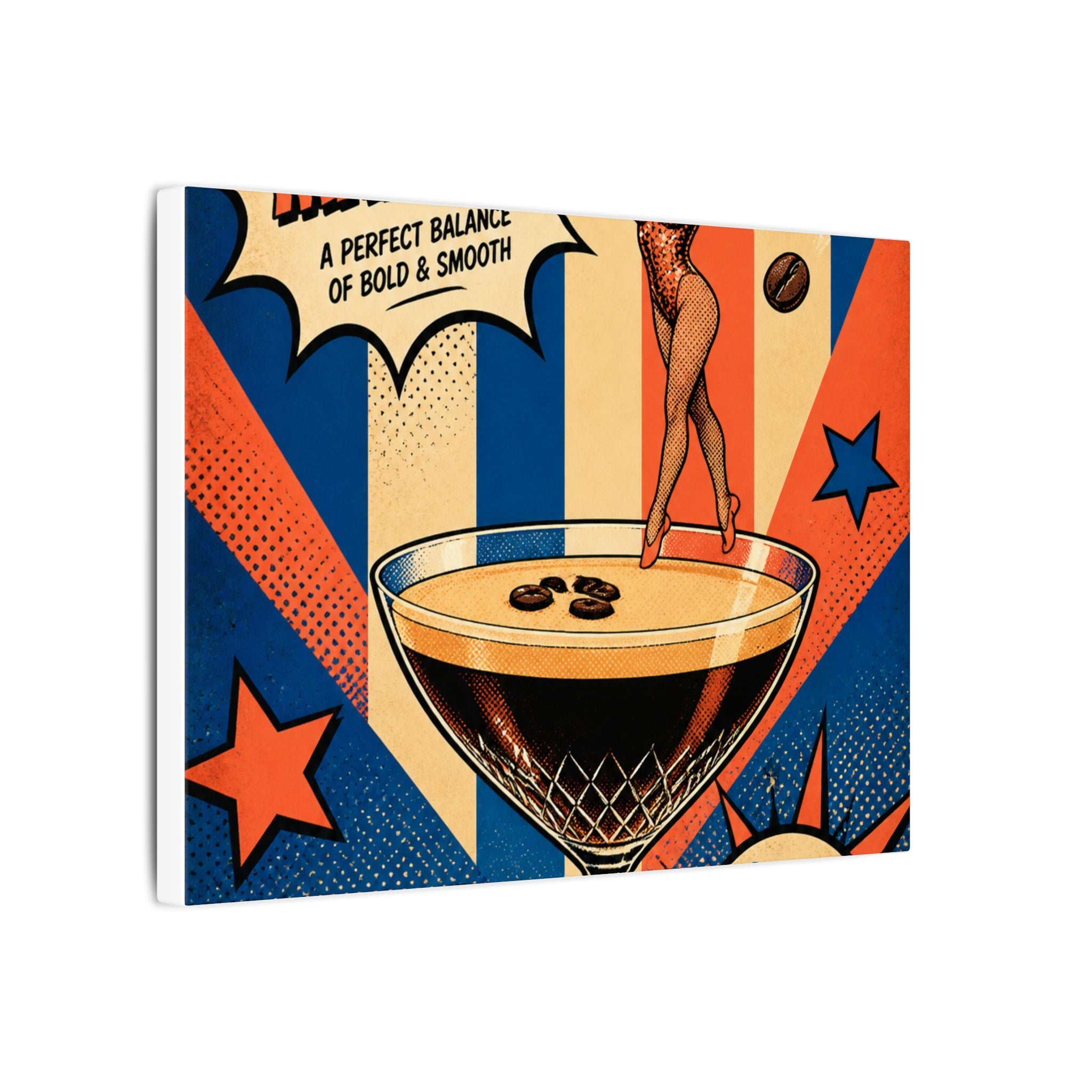 Espresso Martini Acrobat Wall Art Canvas 24×36 Pop Art Restaurant Decor Maximalist Print