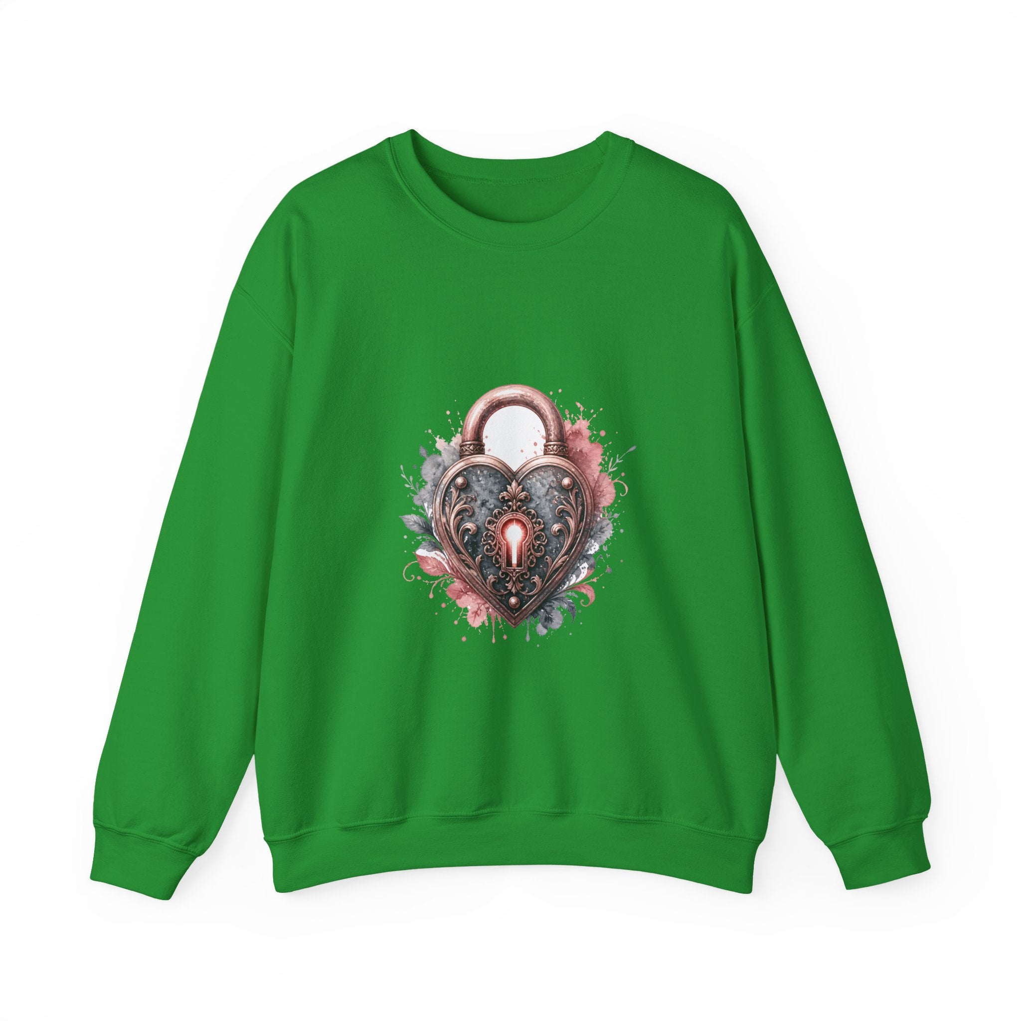 Matching Couple Sweatshirt - Key & Lock Matching Couple Comfort Colors Crew Watercolor Art His Hers Birthday Gift - Design B