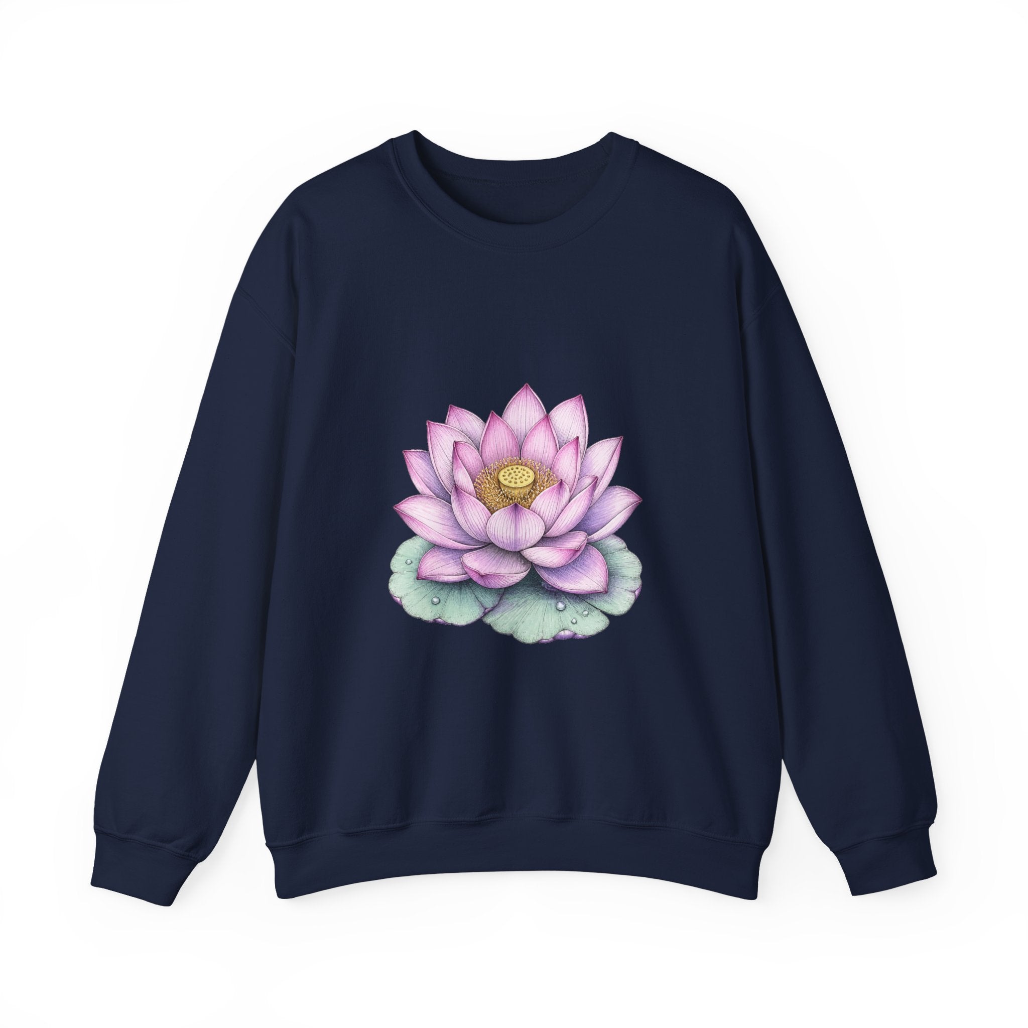 Matching Couple Sweatshirt - Open & Closed Lotus Matching Couple Crewneck Sweatshirt Hand-Drawn Art His Hers Best Friend Gift - Design A