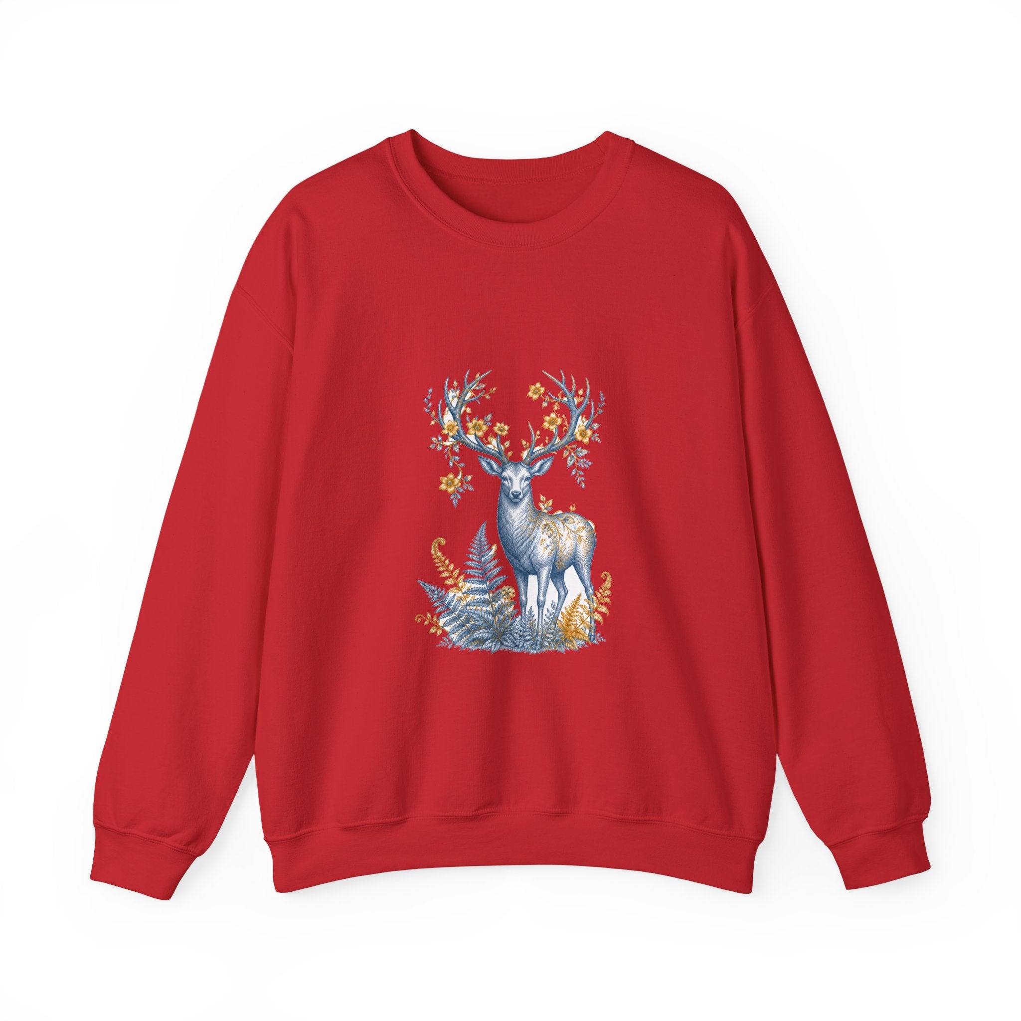 Matching Couple Sweatshirt - Bear & Deer Matching Couple Crewneck Sweatshirt Vintage Art His Hers Wedding Gift - Design B