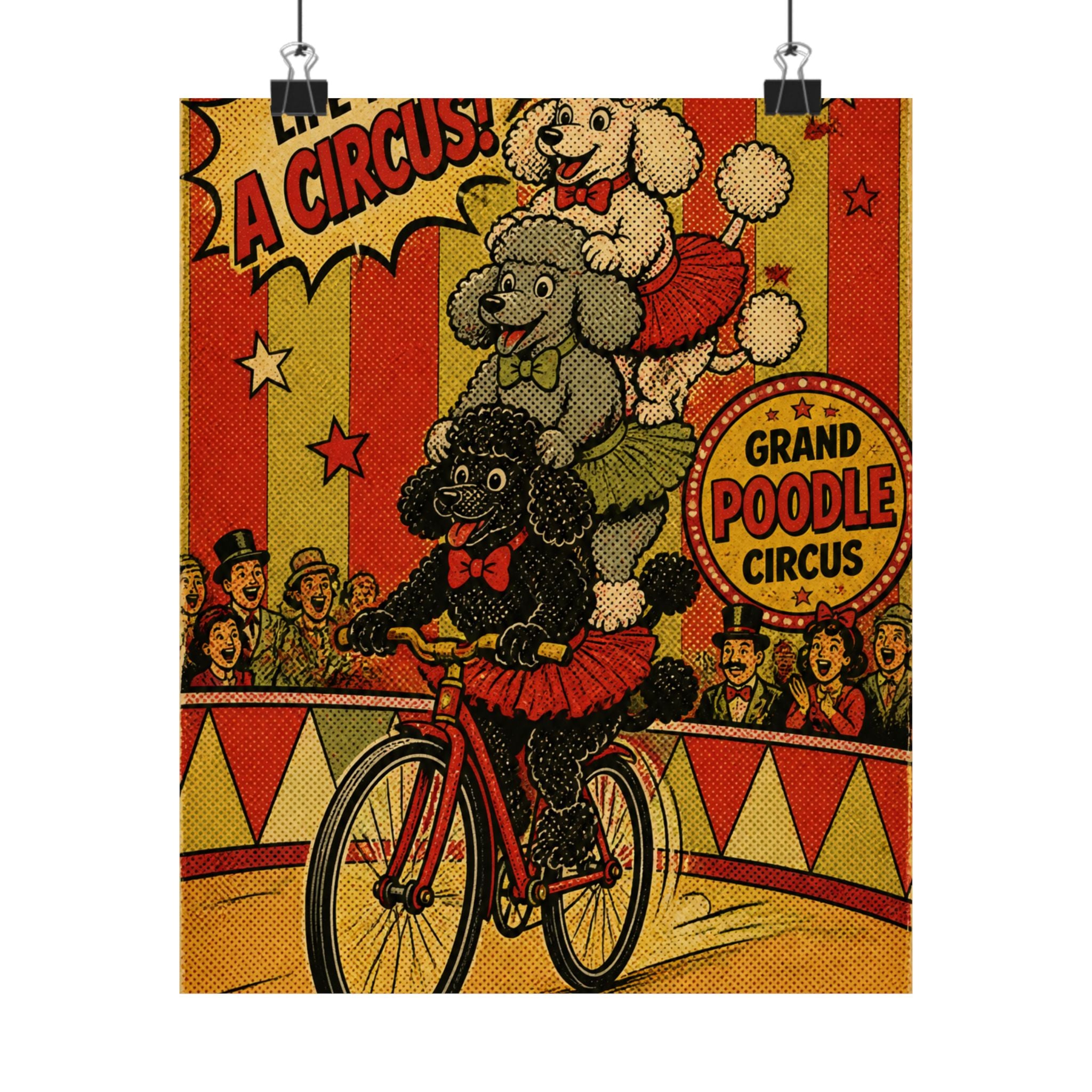 Poodle Stack Bicycle Wall Art Poster 24×36 Pop Art Restaurant Decor Maximalist Print
