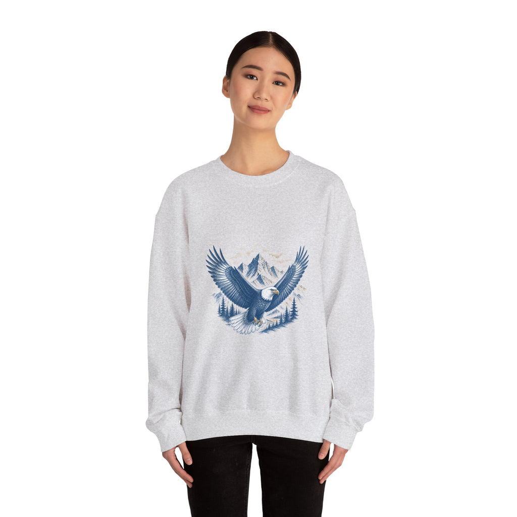 Matching Couple Sweatshirt - Eagle & Whale Matching Couple Comfort Colors Crew Hand-Drawn Art His Hers Anniversary Gift - Design A