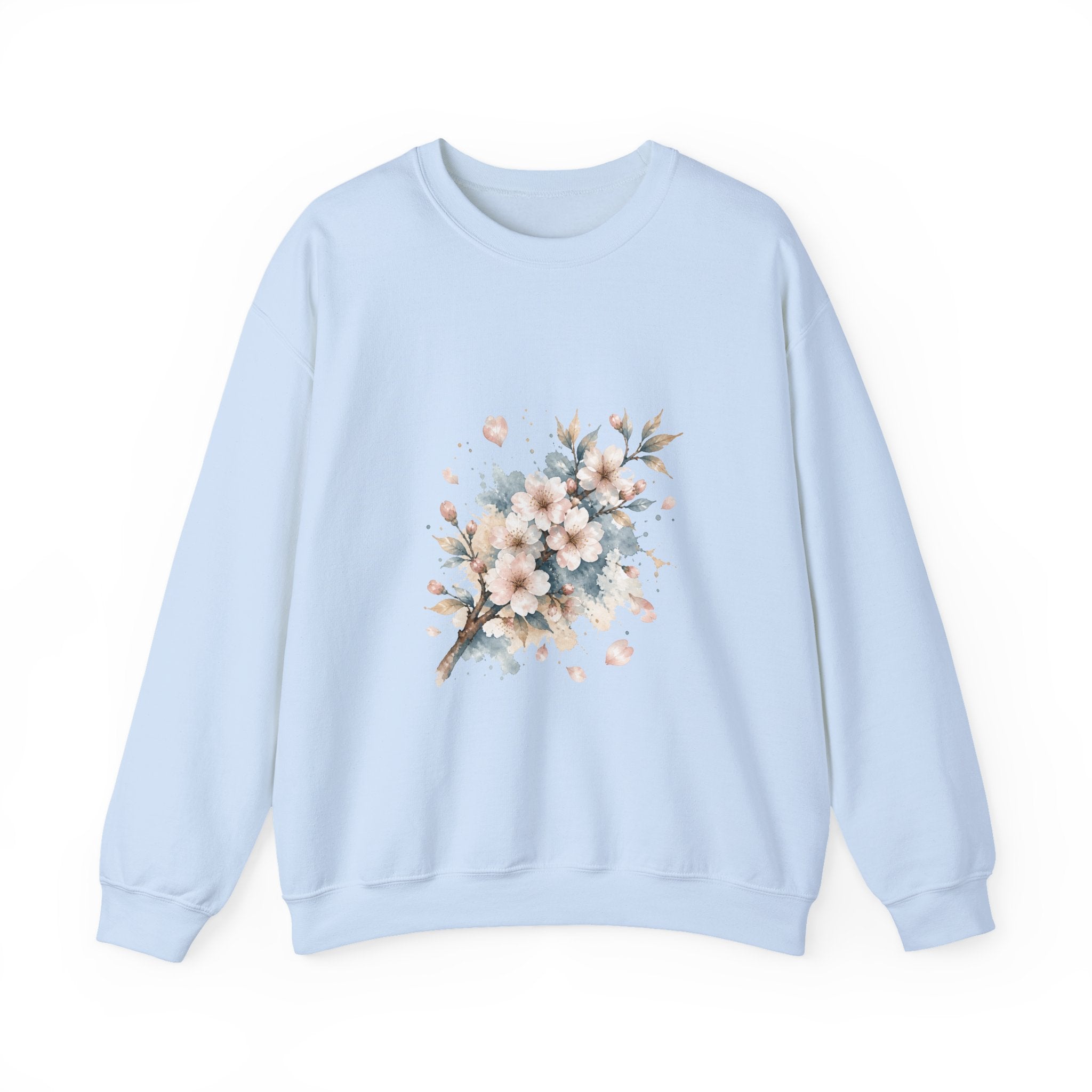 Matching Couple Sweatshirt - Cherry Blossom & Maple Leaf Matching Couple Crewneck Sweatshirt Watercolor Art His Hers Engagement Gift - Design A