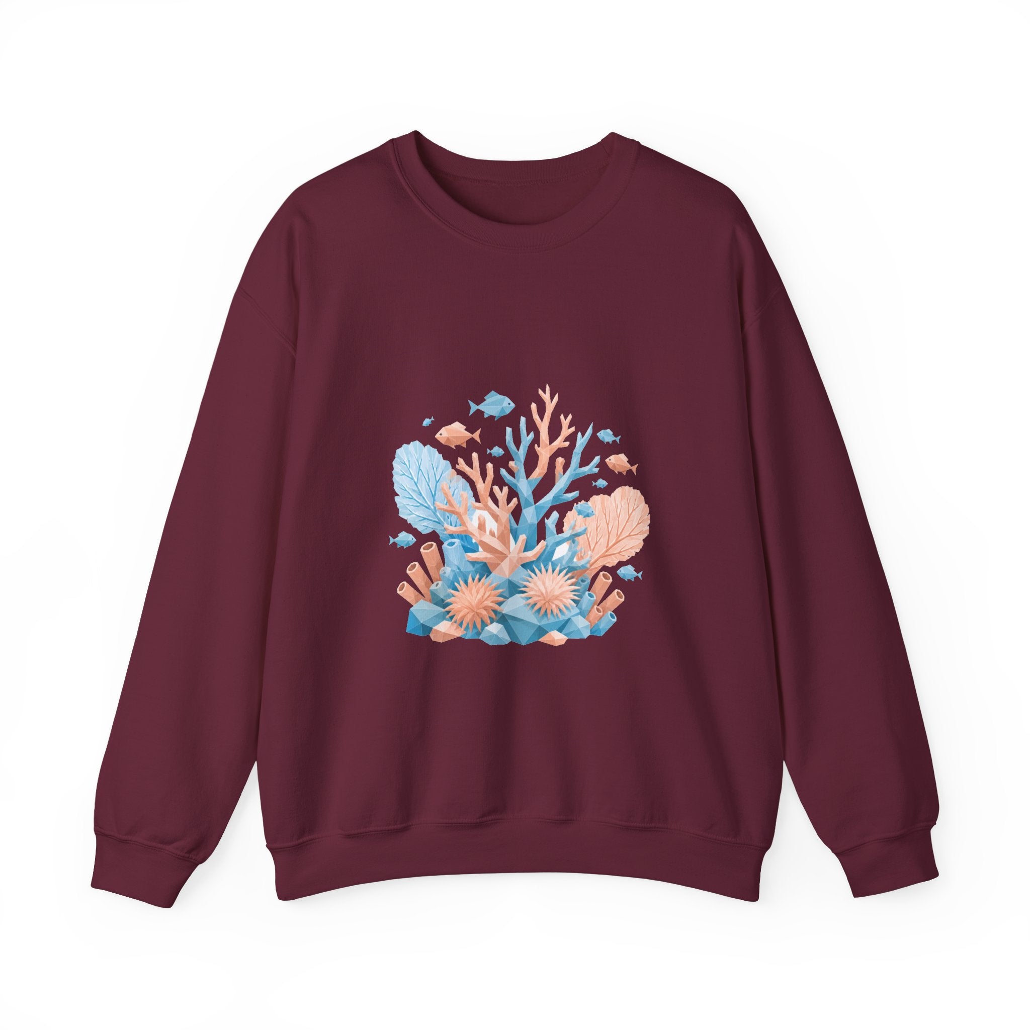 Matching Couple Sweatshirt - Coral Reef & Deep Sea Matching Couple Crewneck Sweatshirt Geometric Art His Hers Couple Gift - Design A