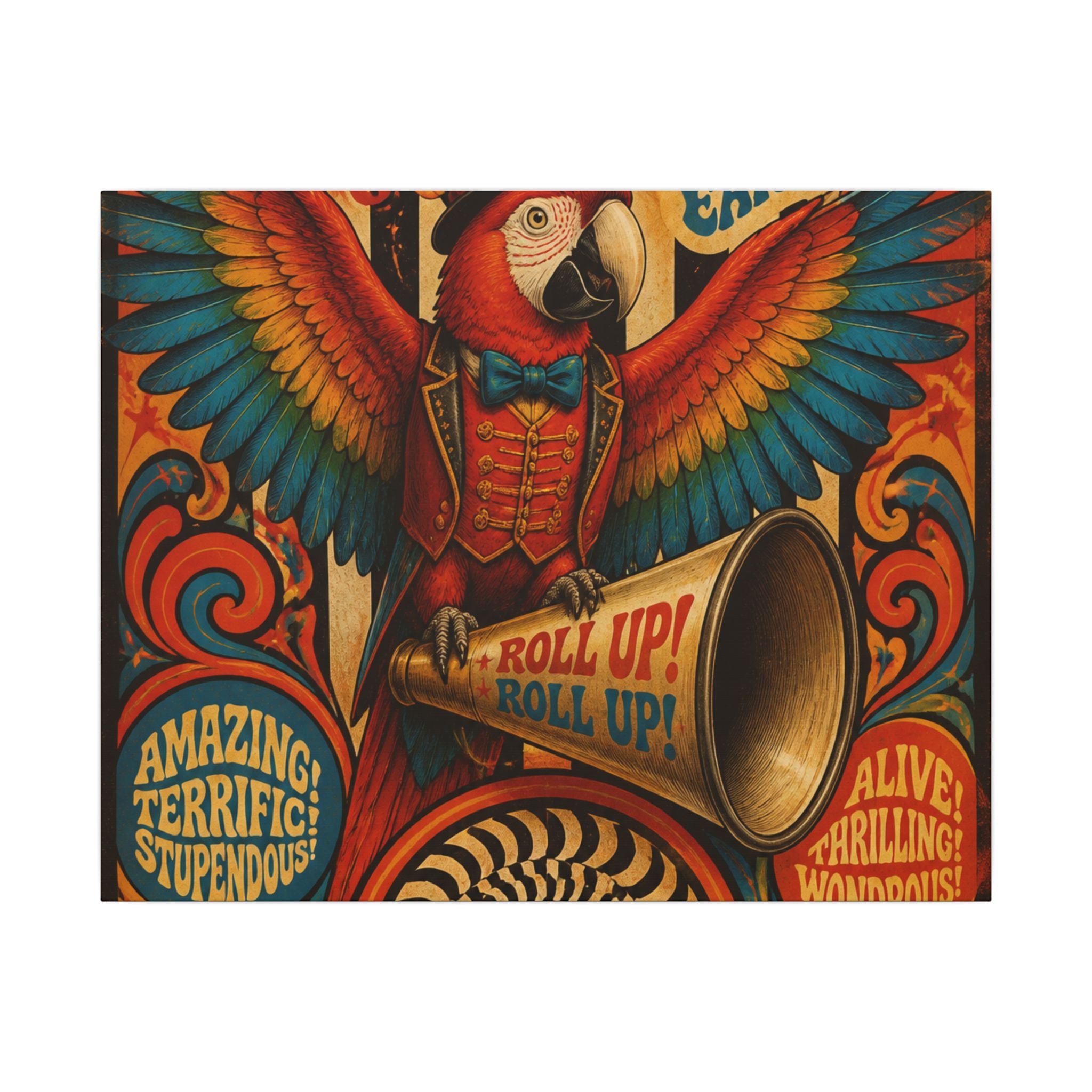 Parrot Ringmaster Wall Art Canvas 24×36 Psychedelic Dining Room Decor Maximalist Print